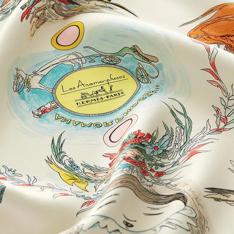 Hermes Les Anamorphoses scarf 70, Closeup, Pale Pink