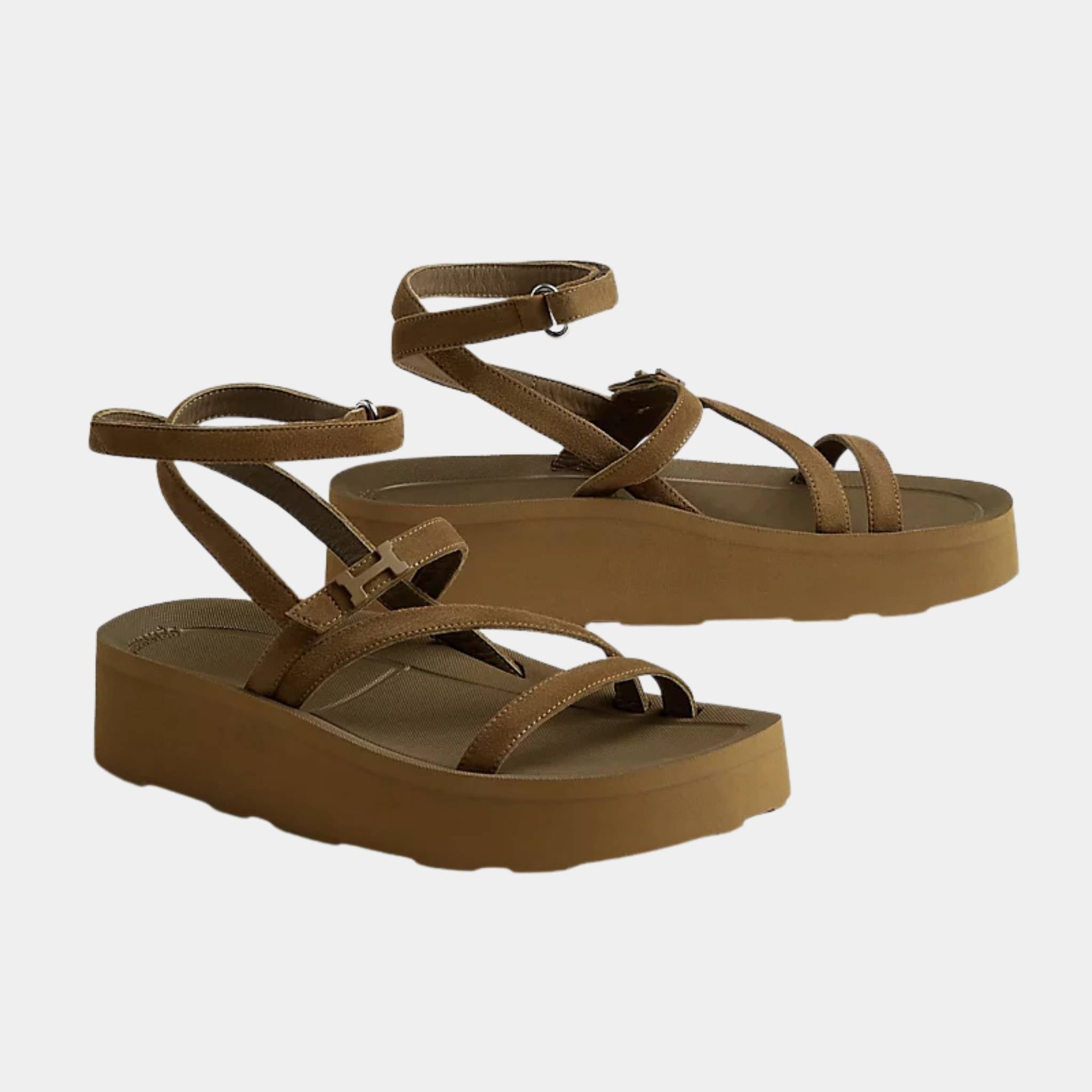 Hermes Liberte Sandal in Suede Goatskin, Front