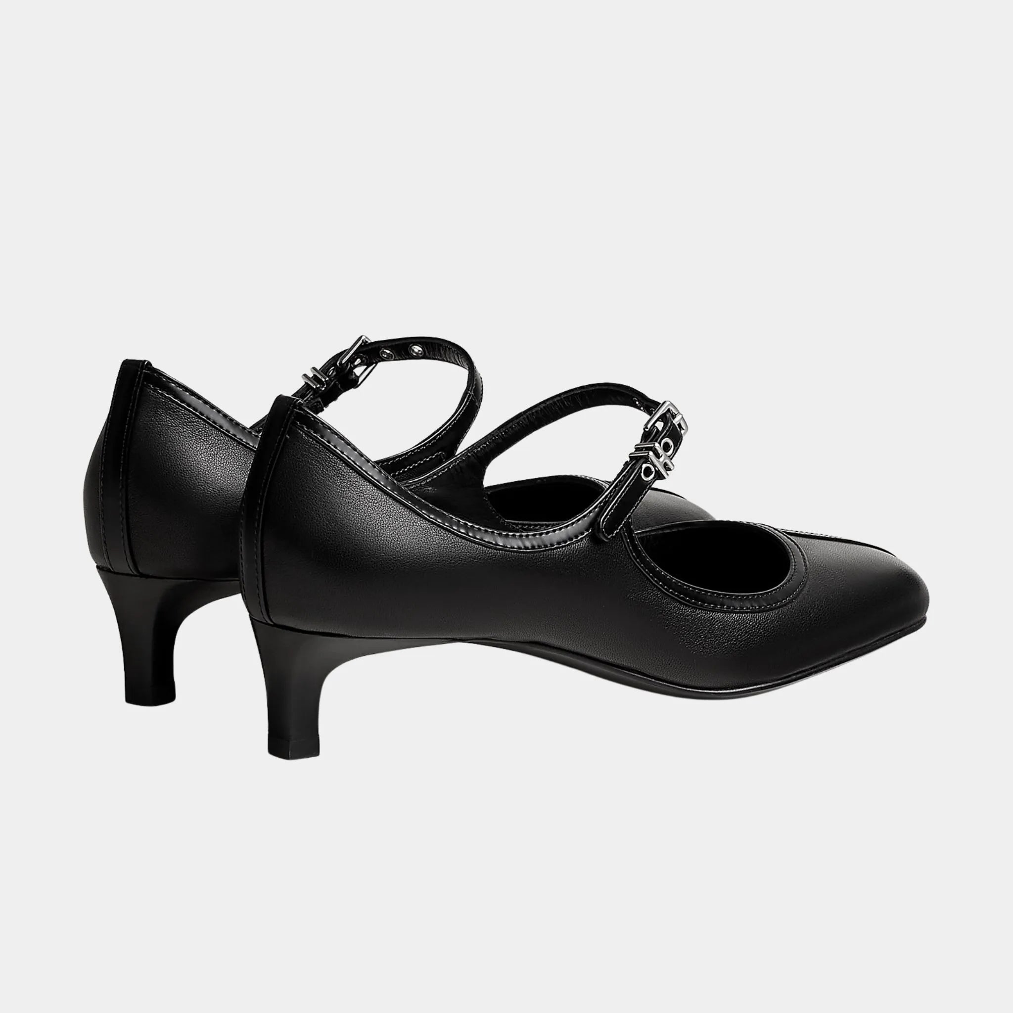Hermes Lilibeth 40 Pump in Nappa and Tuscan Calfskin, Noir, Back