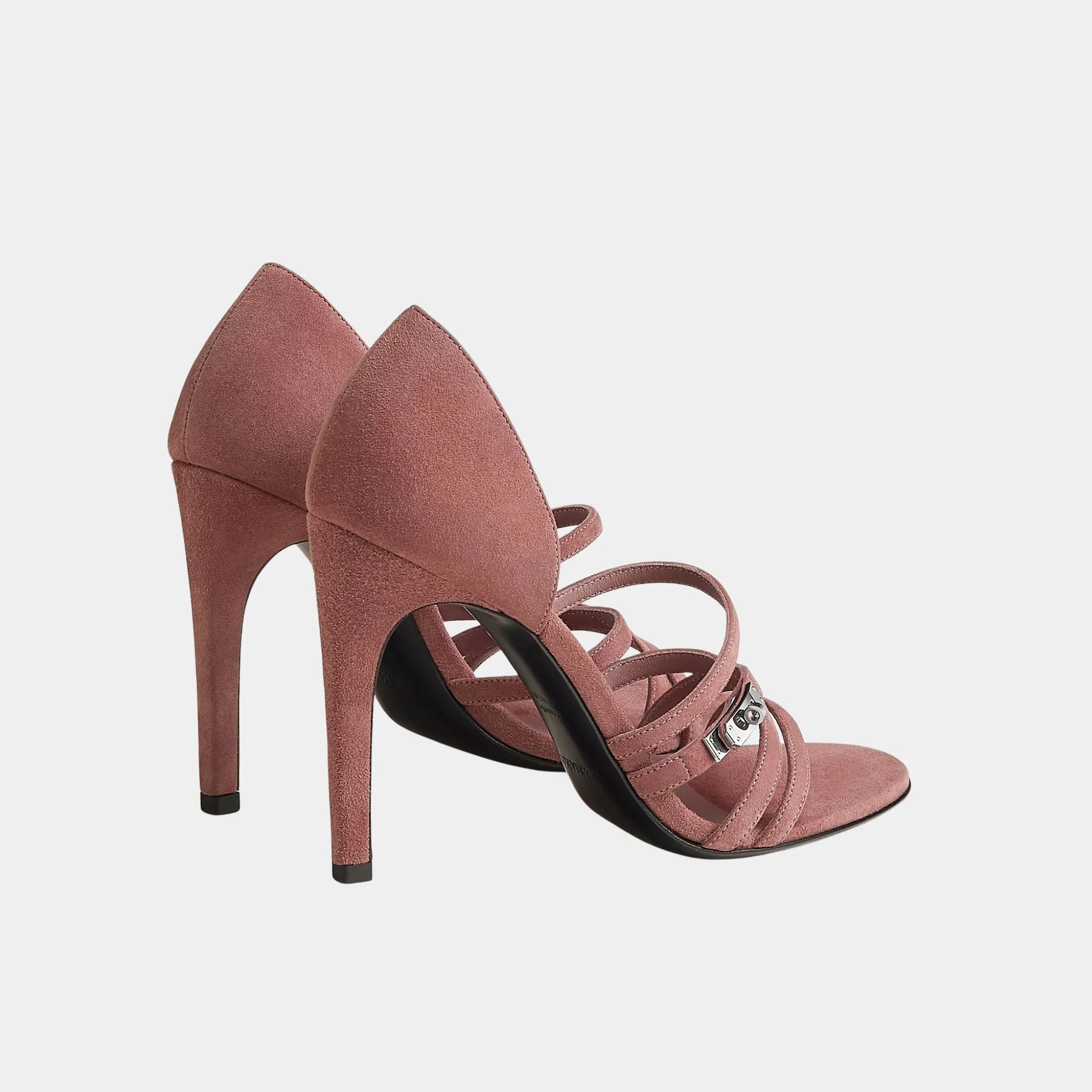Hermes Lipstick 105 Sandal in Suede Goatskin, Rose Antique, Back