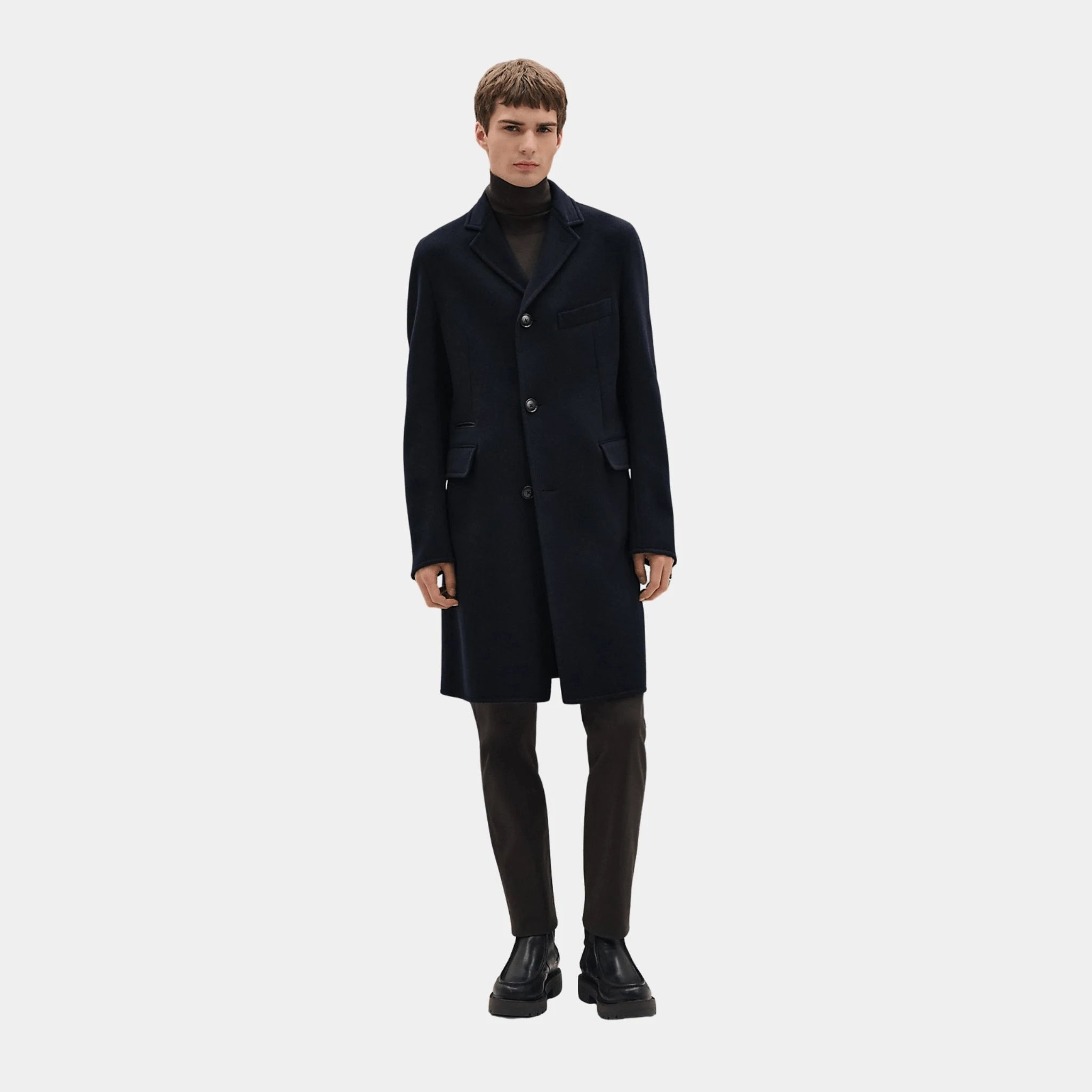 Hermes Liverpool Openable Coat, Marine, Front