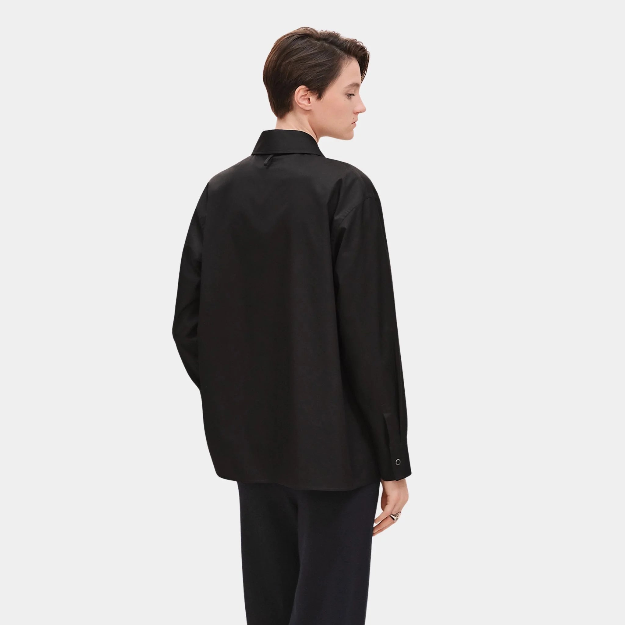 Hermes Loose-fitting Cotton Twill Shirt, Noir, Back