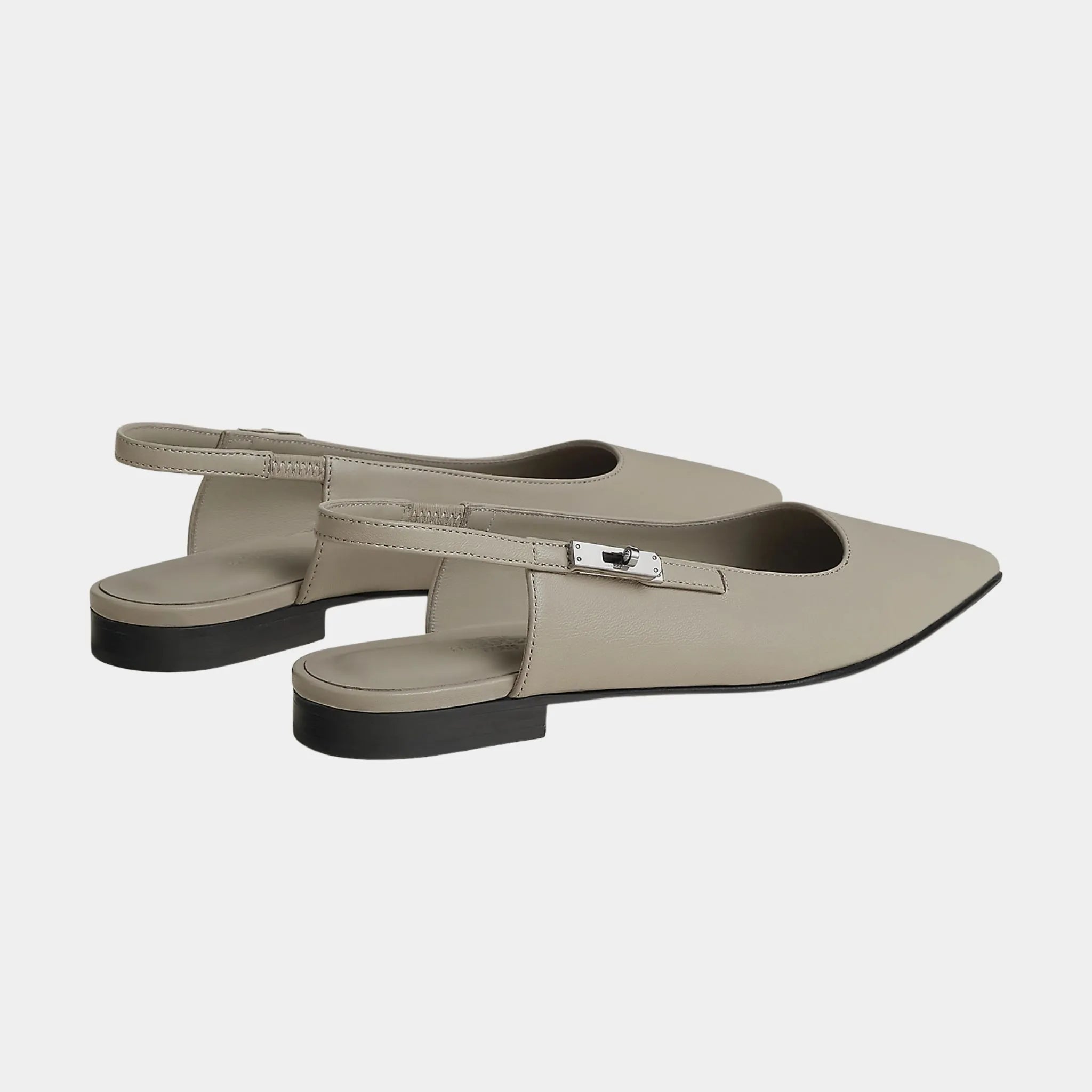 Hermes Lovely Slingbacks in Nappa Leather, Beige Galet, Back