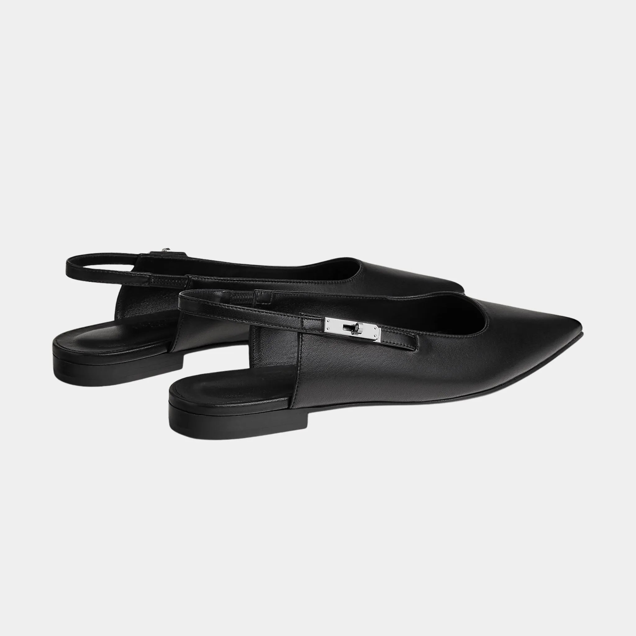 Hermes Lovely Slingbacks in Nappa Leather, Noir, Back