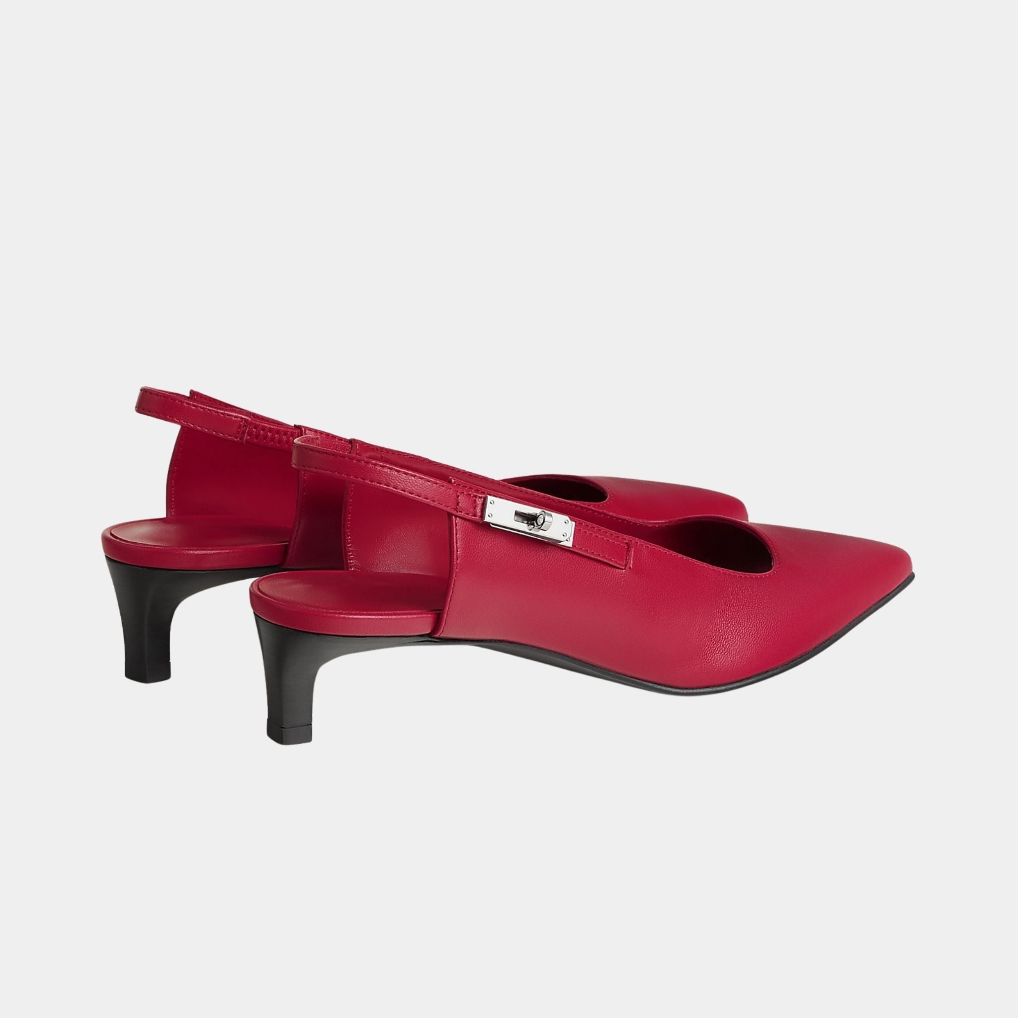 Hermes Lover 40 Slingback Pumps in Nappa Leather, Rose Frambiose, Back