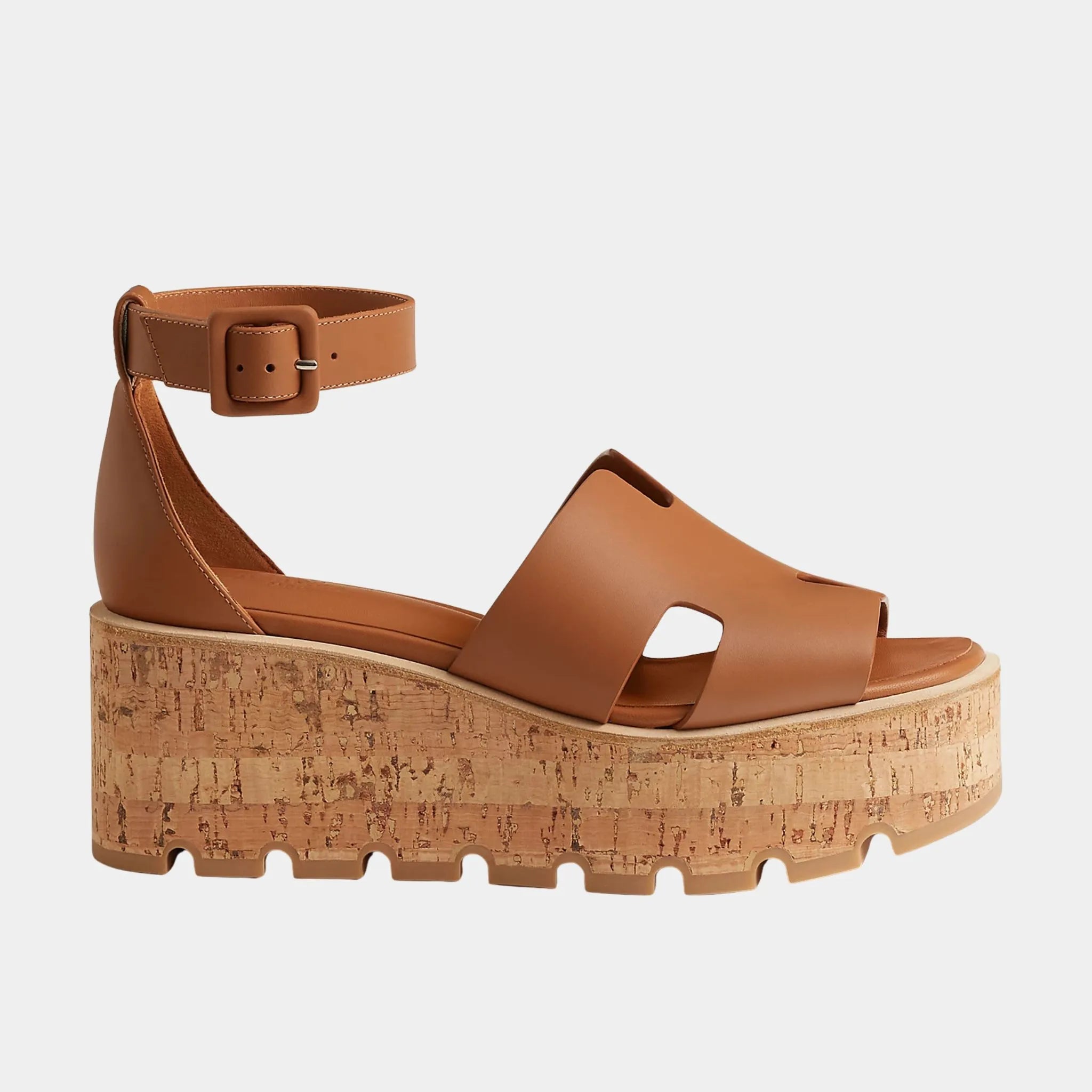 Hermes Luce 30 Sandal in Calfskin, Naturel, Side