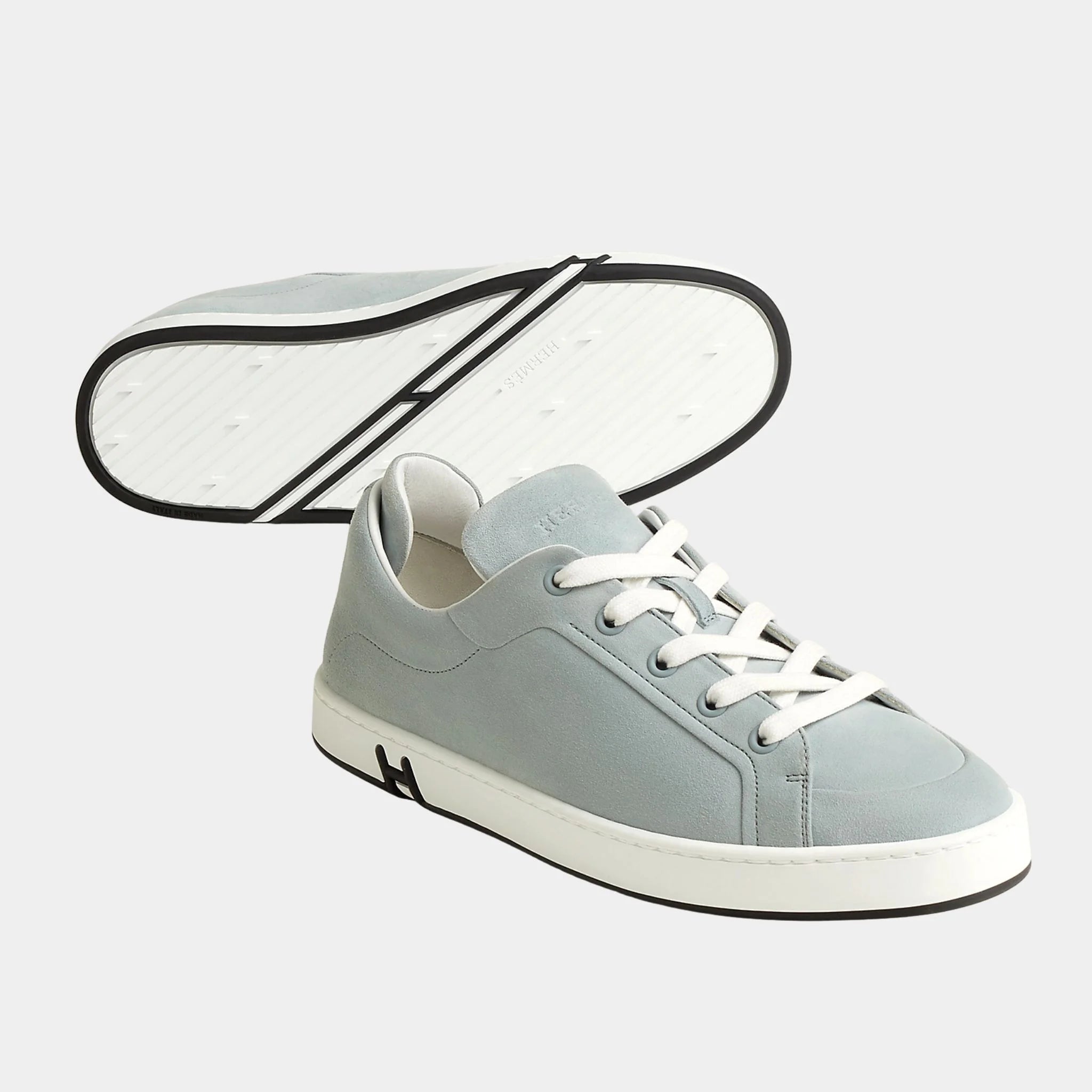 Hermes Kids Sneakers in Suede Goatskin Women, Gris Nuage, Front