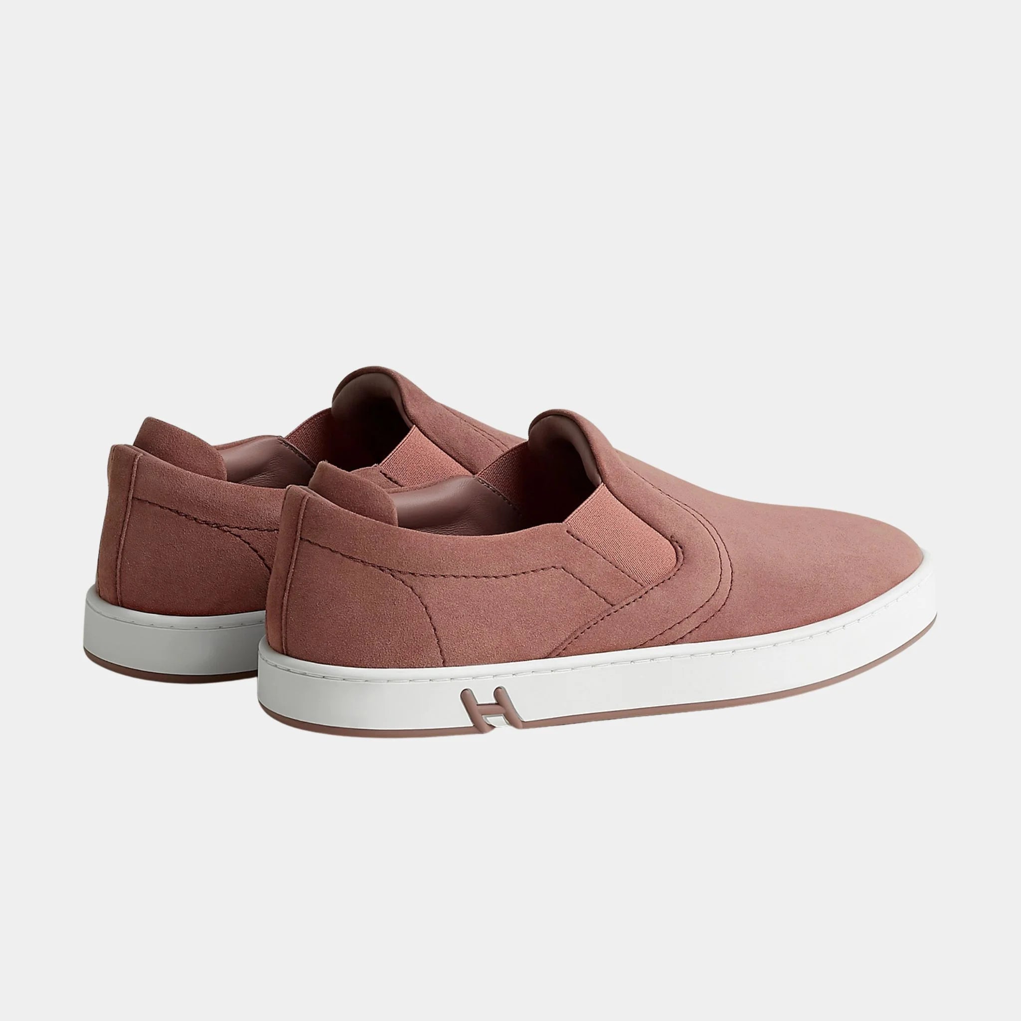 Hermes Lucky Slip-on Sneaker in Suede Goatskin, Rose Antique, Back