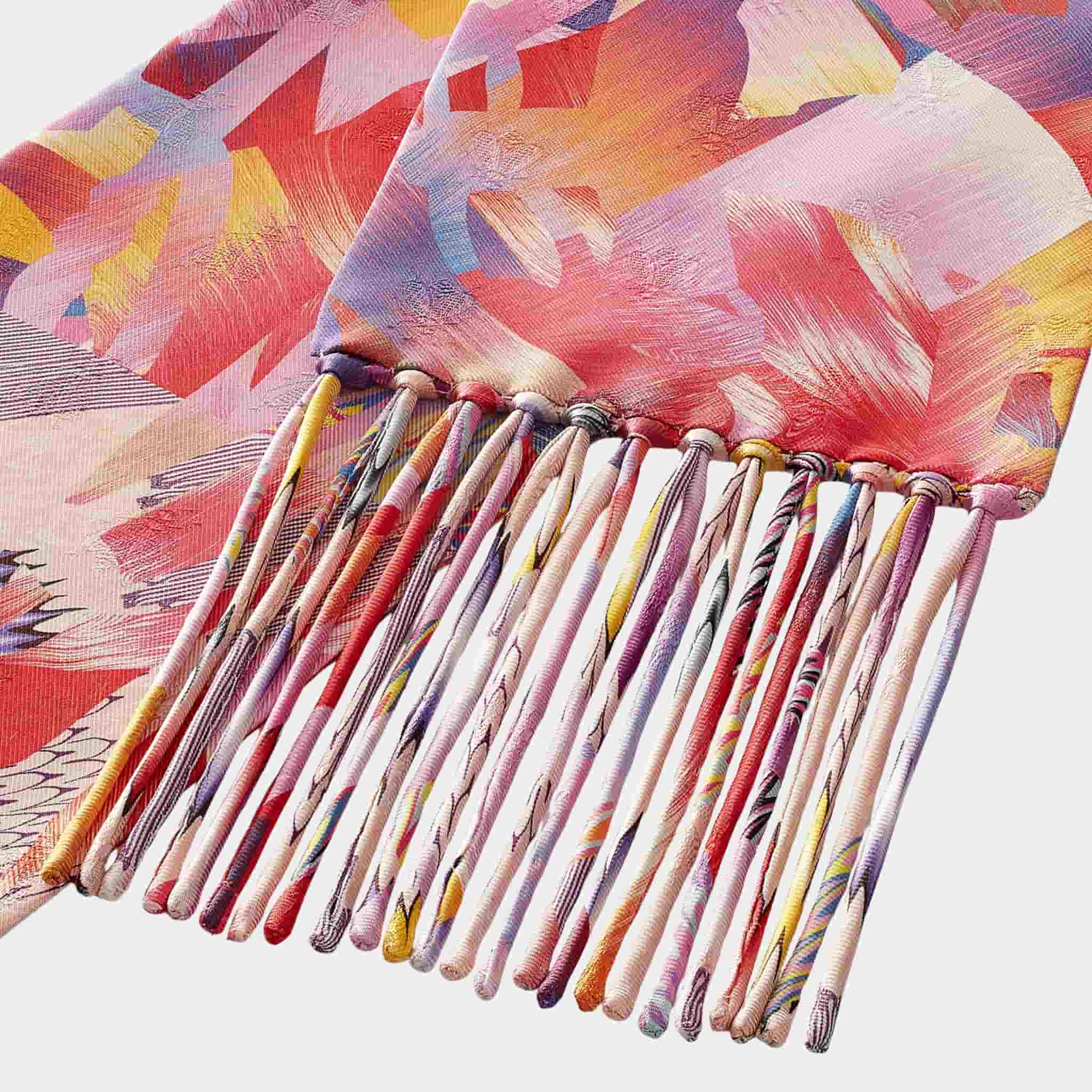 Hermes Marble Silk Fringed Muffler, Close