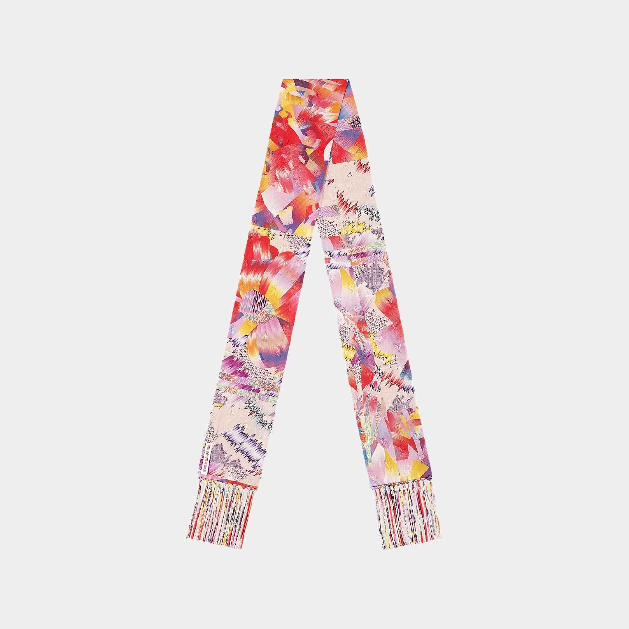 Hermes Marble Silk Fringed Muffler, Front