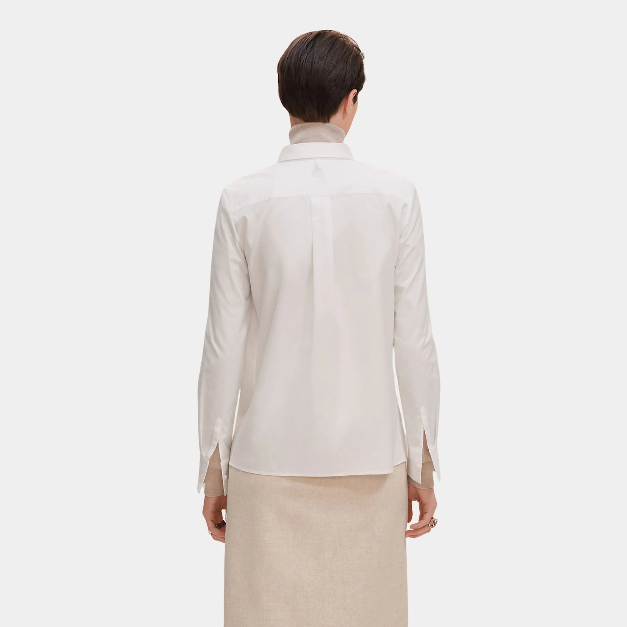 Hermes Micro Shirt in Cotton Twill, Blanc, Back