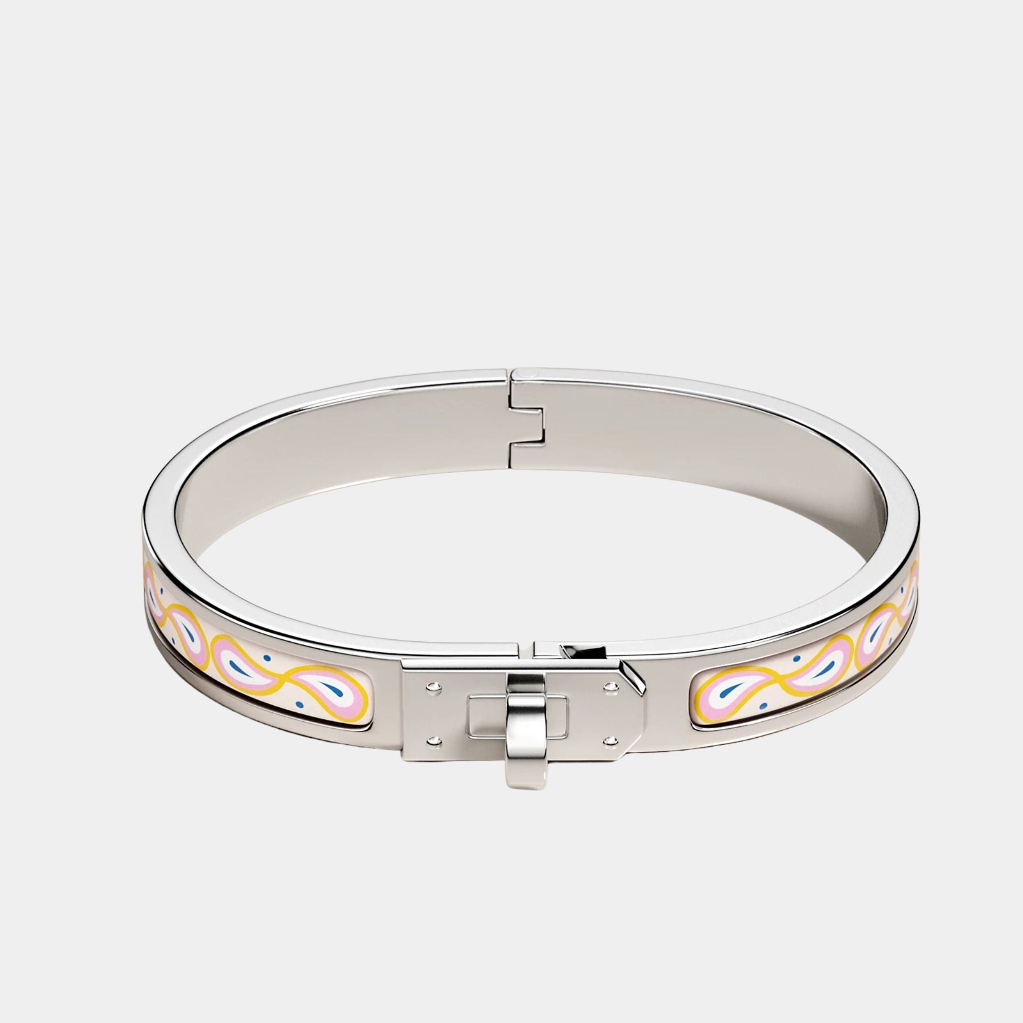 Hermes Mini Clic Kelly Palmettes Composees Bracelet Palladium Plated, Front