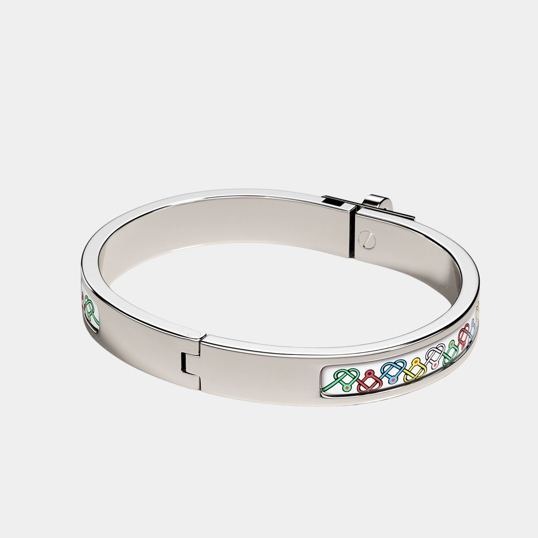Hermes Mini Clic Kelly Petits Coeurs Bracelet Palladium Plated, Back