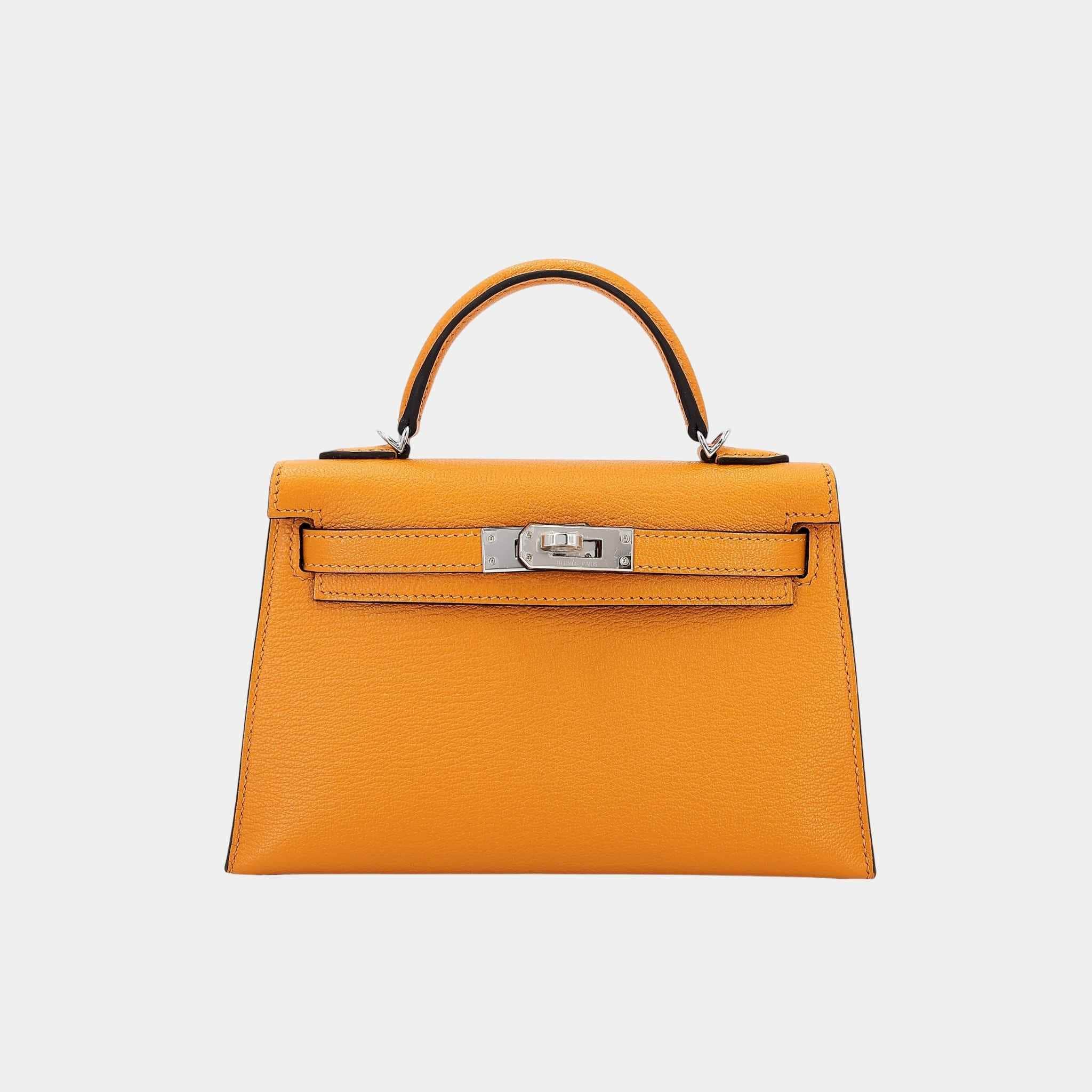 Hermes Mini Kelly II Chevre Moutarde PHW, Front
