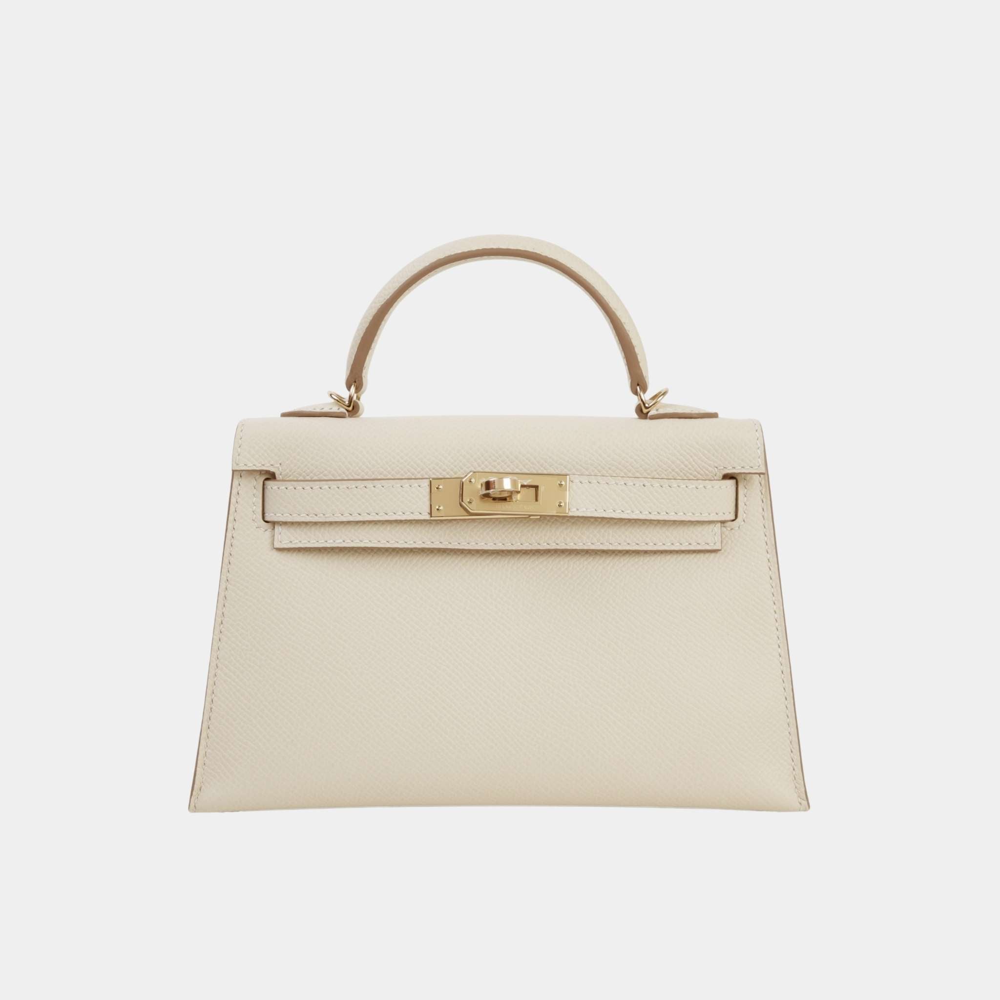 Hermes Mini Kelly II Epsom Craie PBHW, Front