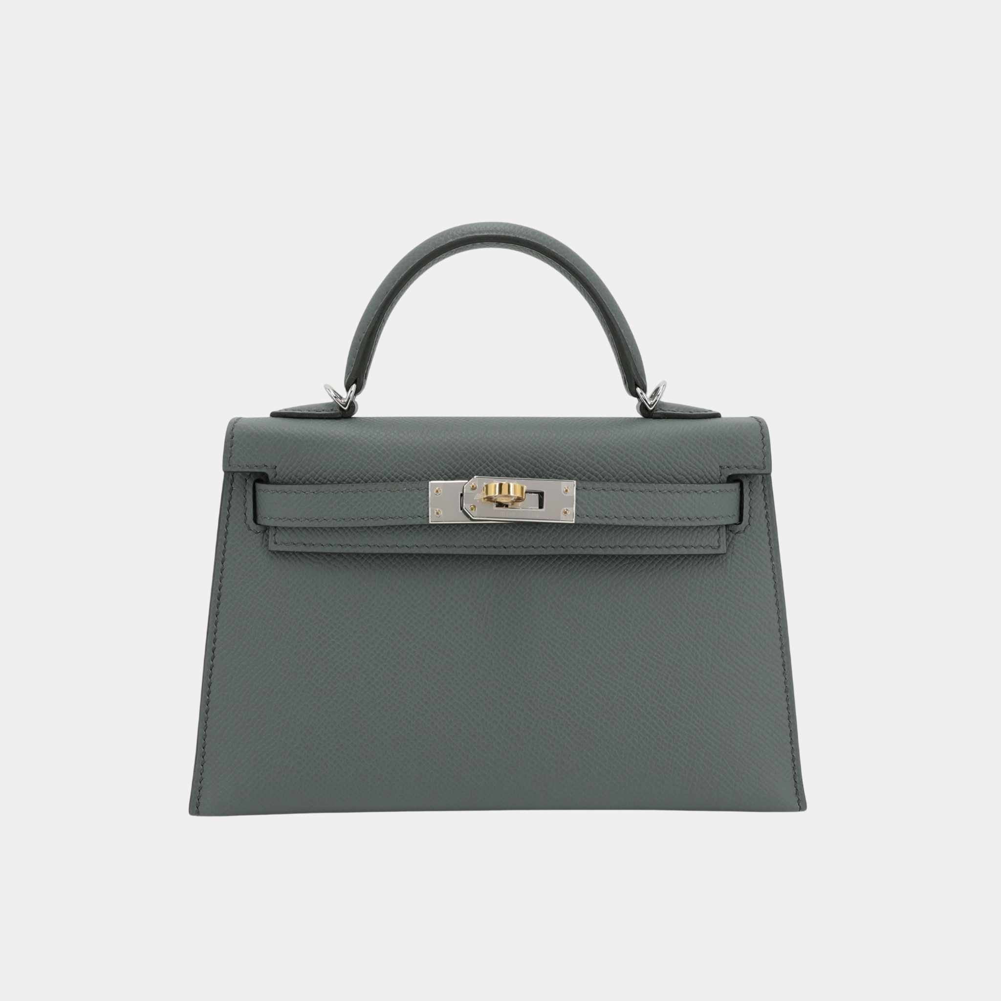 Hermes Mini Kelly II Epsom Vert Amande ELHW, Front