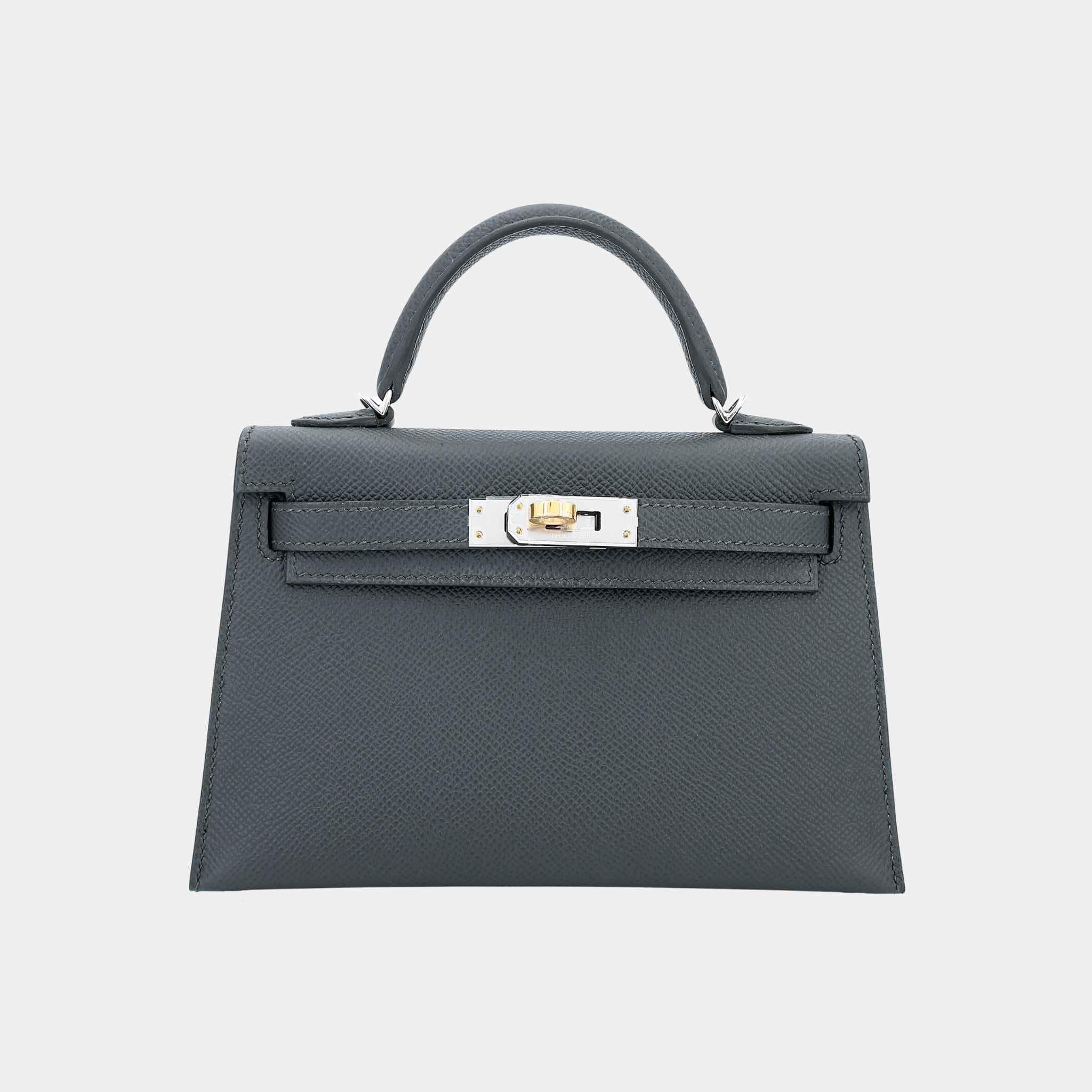 Hermes Mini Kelly II Epsom Vert Mangrove ELHW, Front