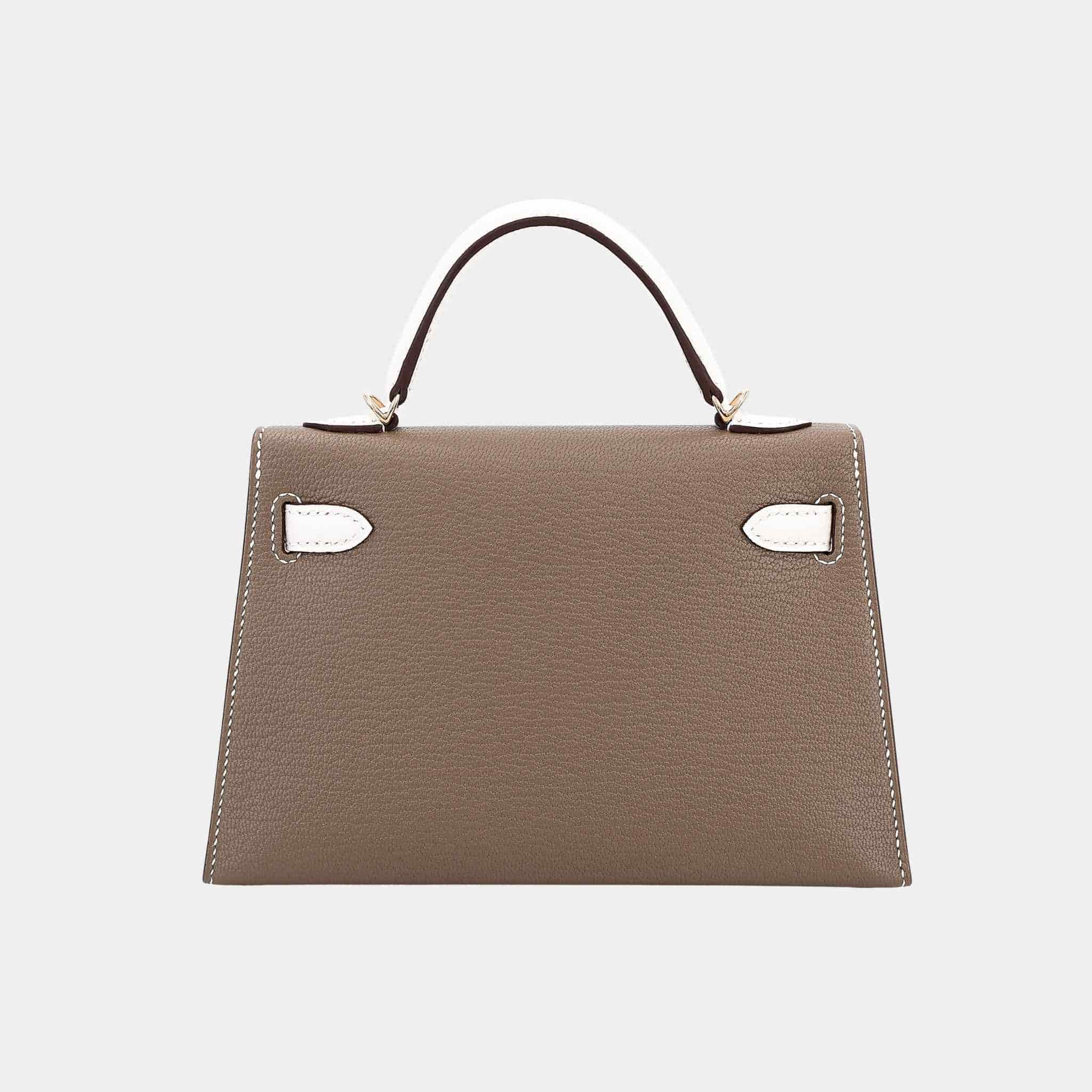 Hermes Mini Kelly II HSS Chevre Etoupe/Nata PBHW, Back