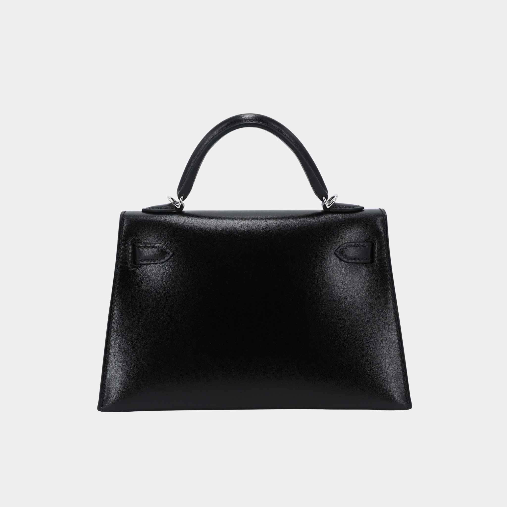 Hermes Mini Kelly II Limited Edition Cloute Studded Box-Calf Black PHW, Back