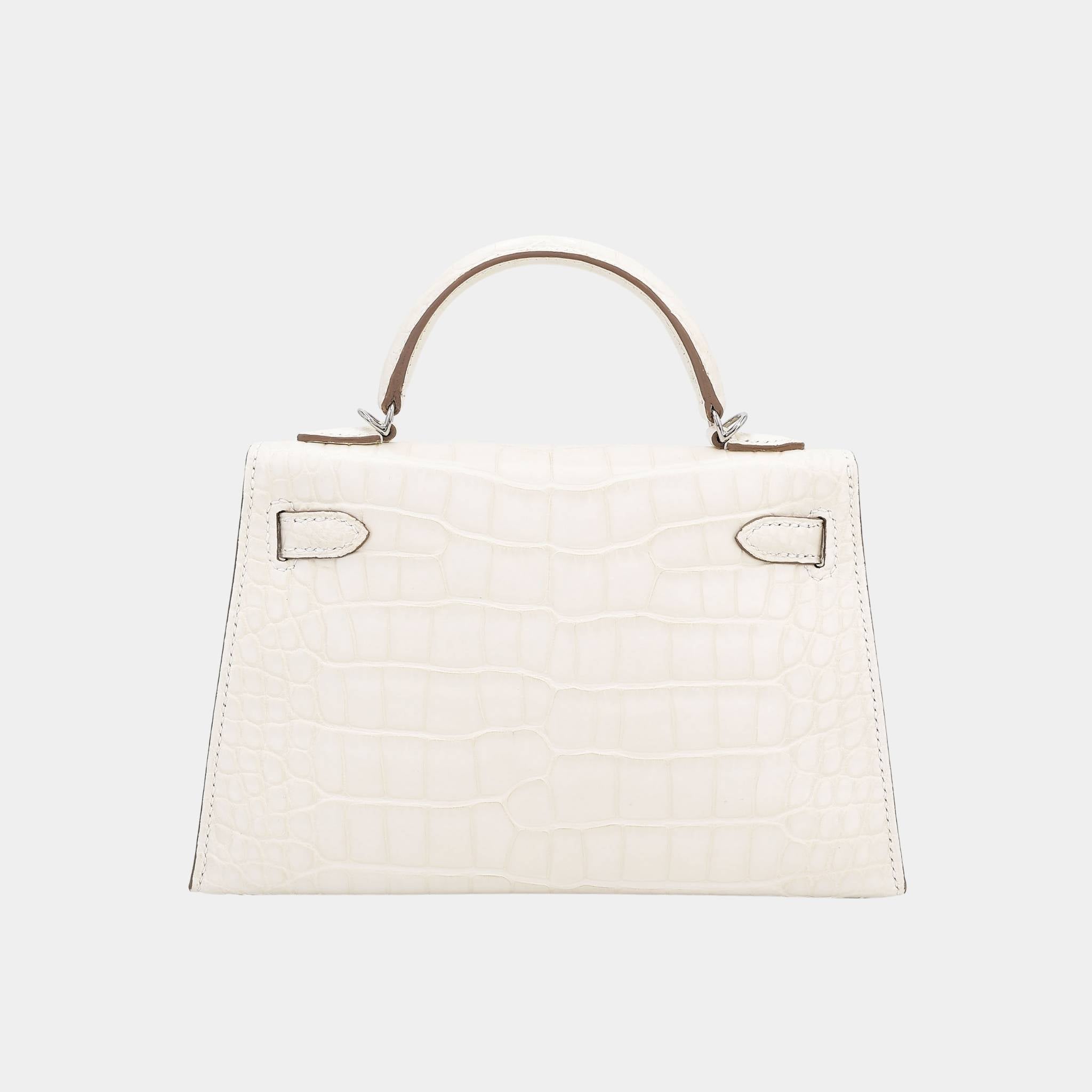 Hermes Mini Kelly II Matte Alligator Nata PHW, Back