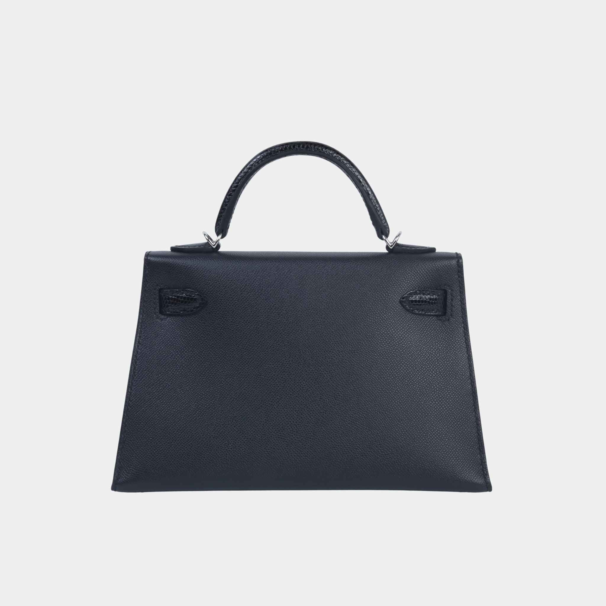 Hermes Mini Kelly II Touch Lizard-Madame Black PHW, Back