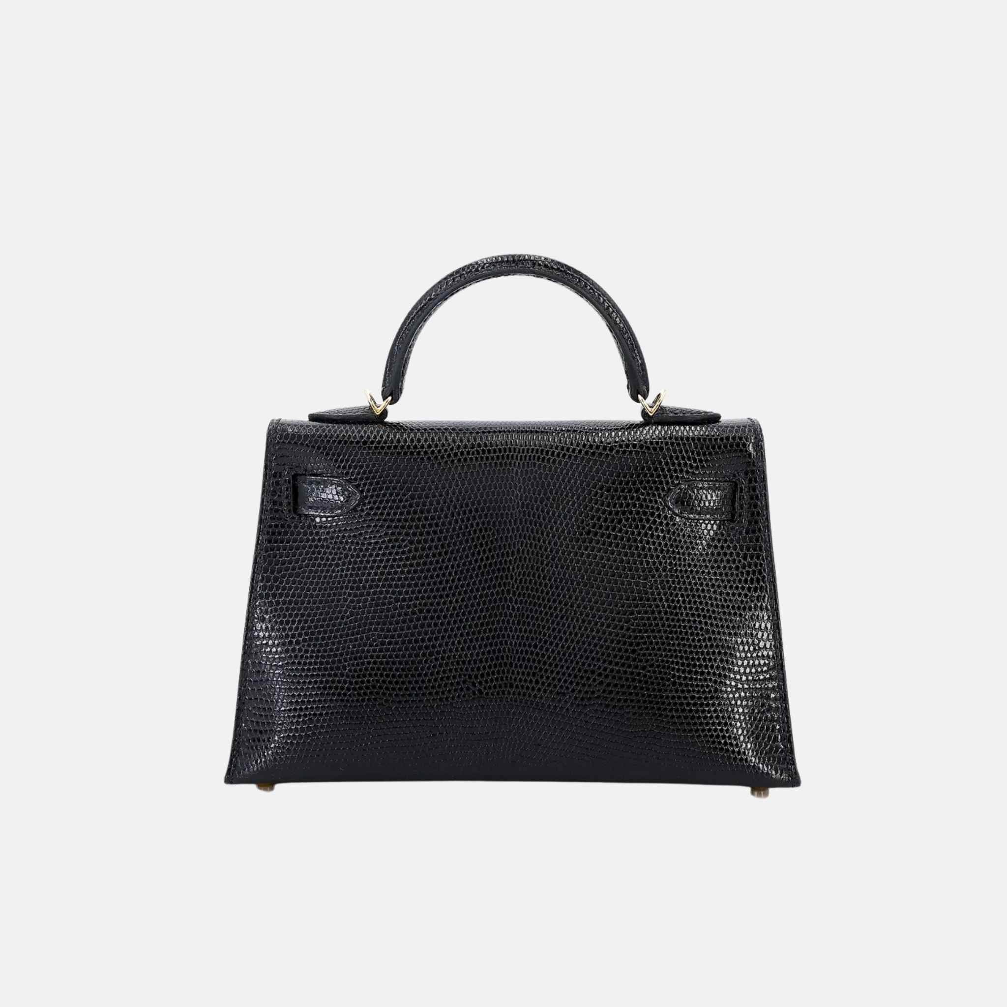 Hermes Mini Kelly II Lizard Black GHW, Back