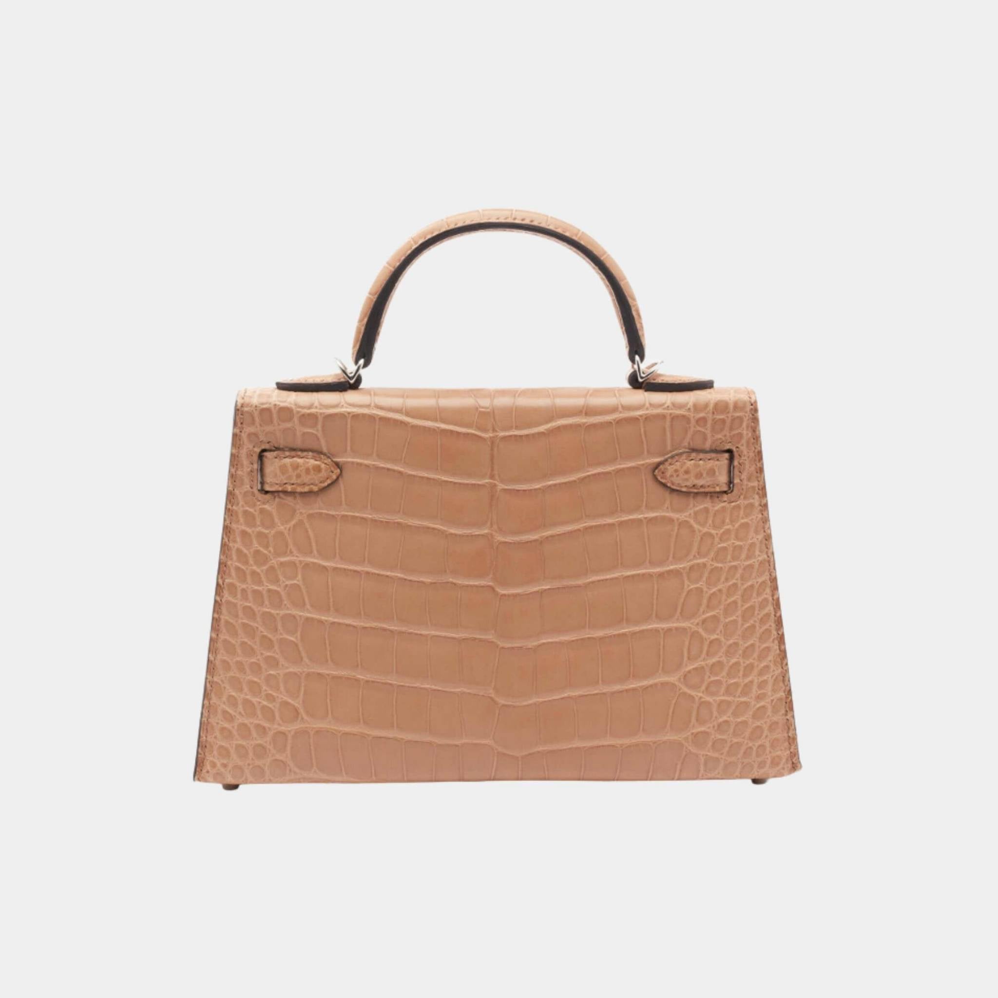 Hermes Mini Kelly Matte Alligator Chai PHW, Back