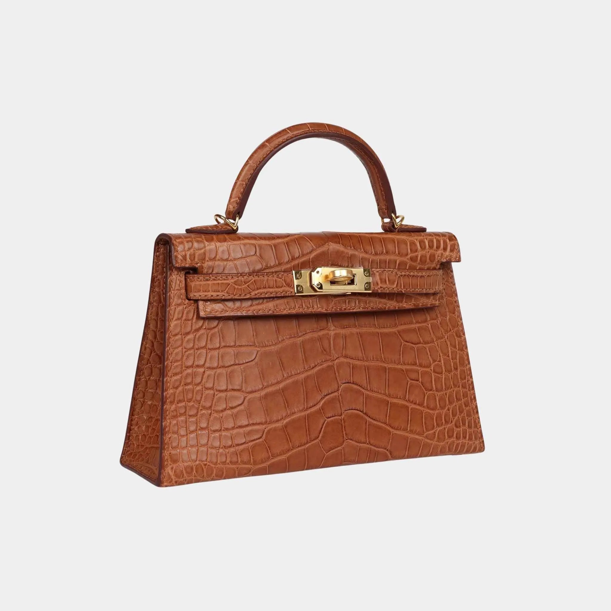 Hermes Mini Kelly Matte Alligator Gold GHW, Side