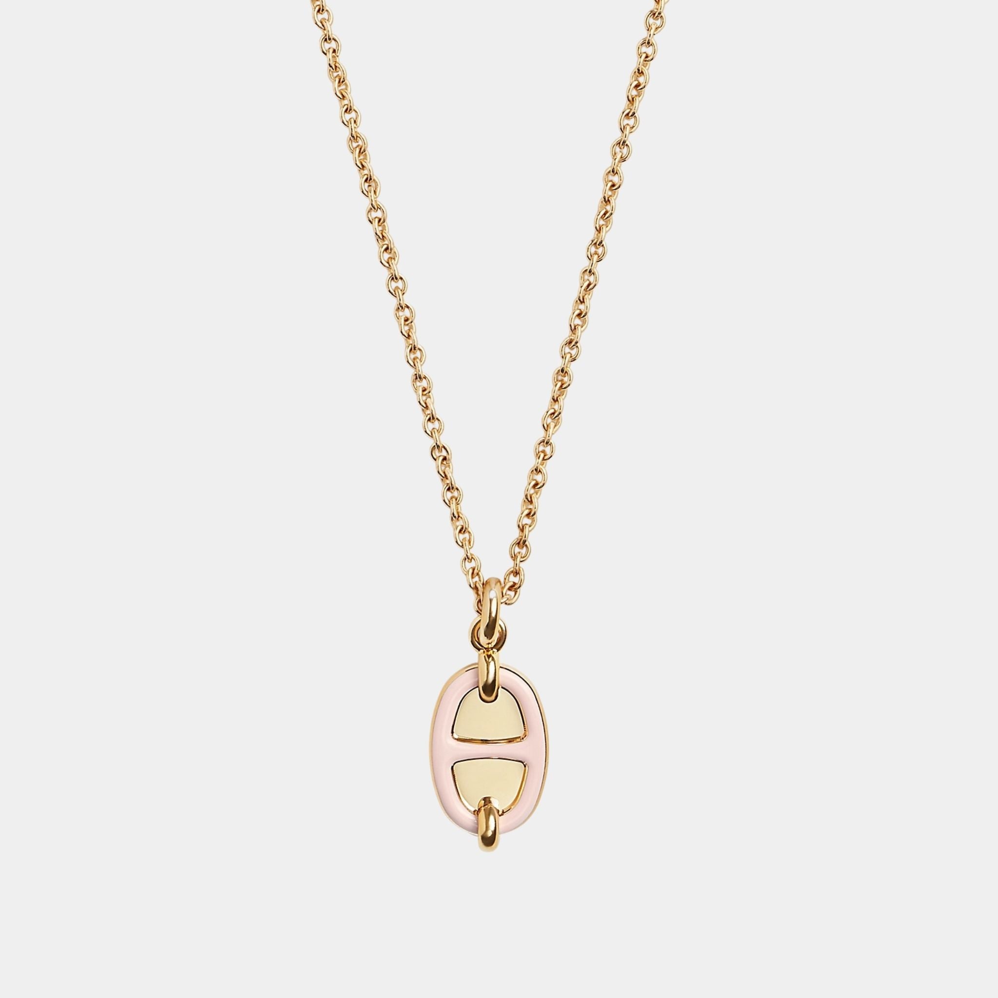 Hermes Mini Maillon Pendant Small Model Gold Plated, Rose Candeur