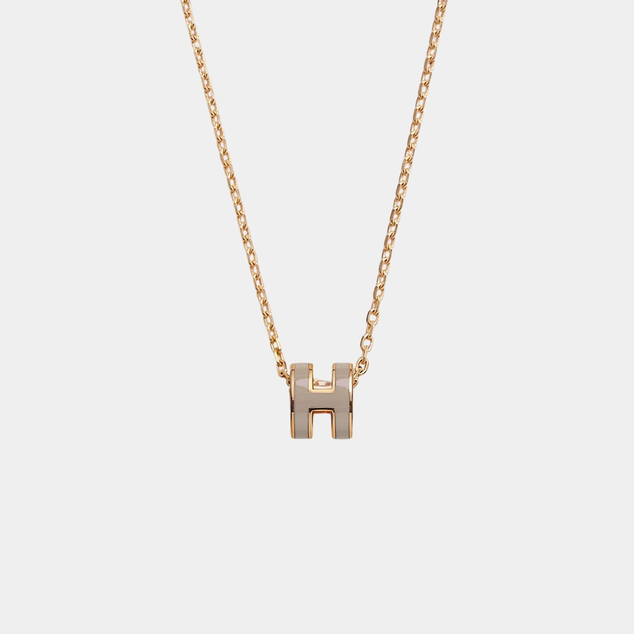 Hermes Mini Pop H Pendant Gold Plated, Marron Glace