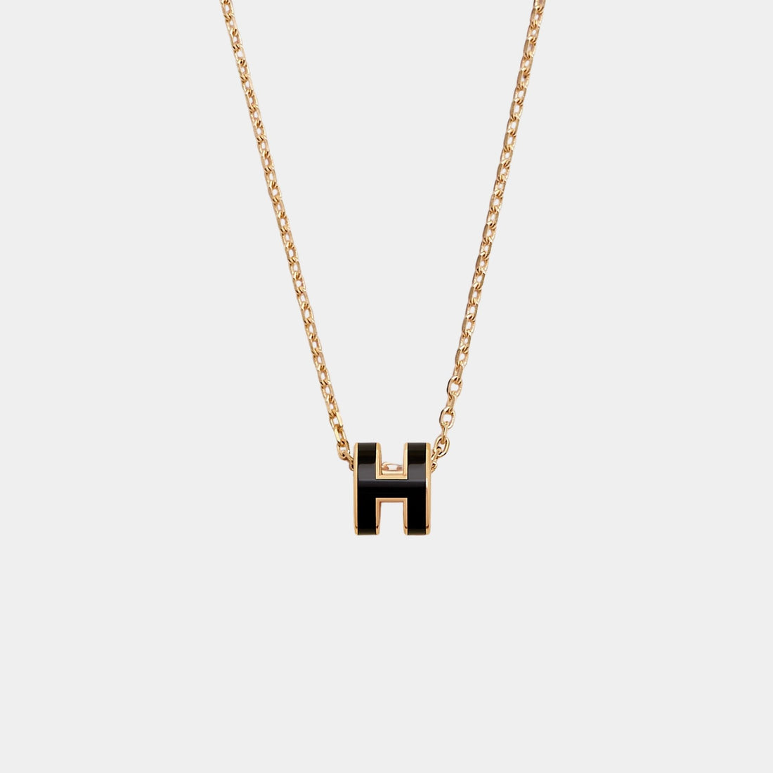 Hermes Mini Pop H Pendant Gold Plated, Noir