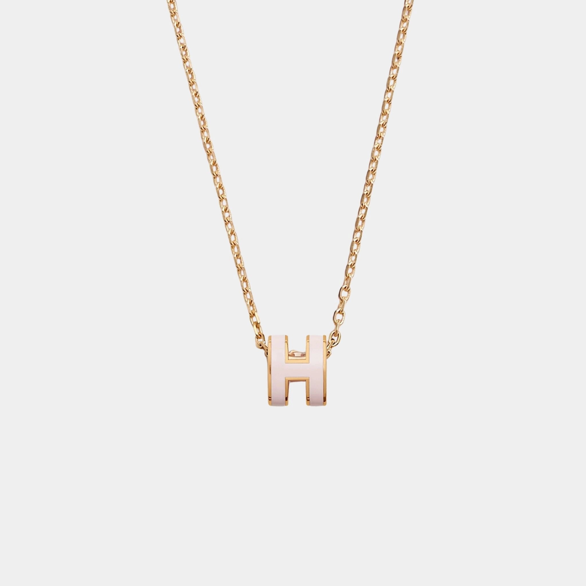 Hermes Mini Pop H Pendant Gold Plated, Rose Dragee
