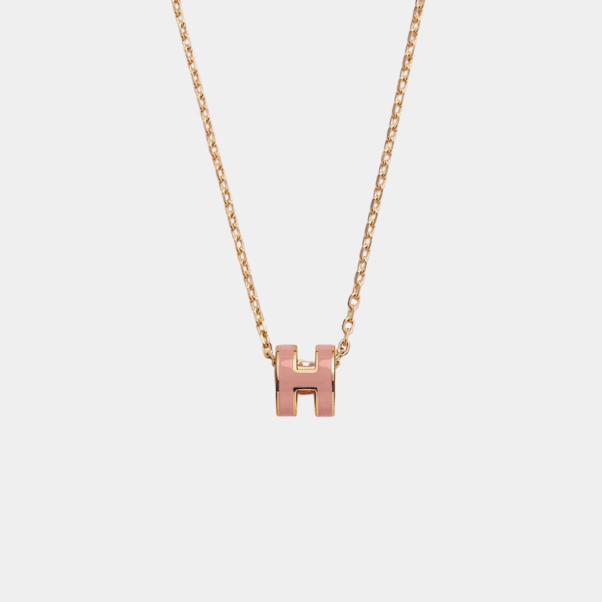 Hermes Mini Pop H Pendant Gold Plated, Rose Eglantine