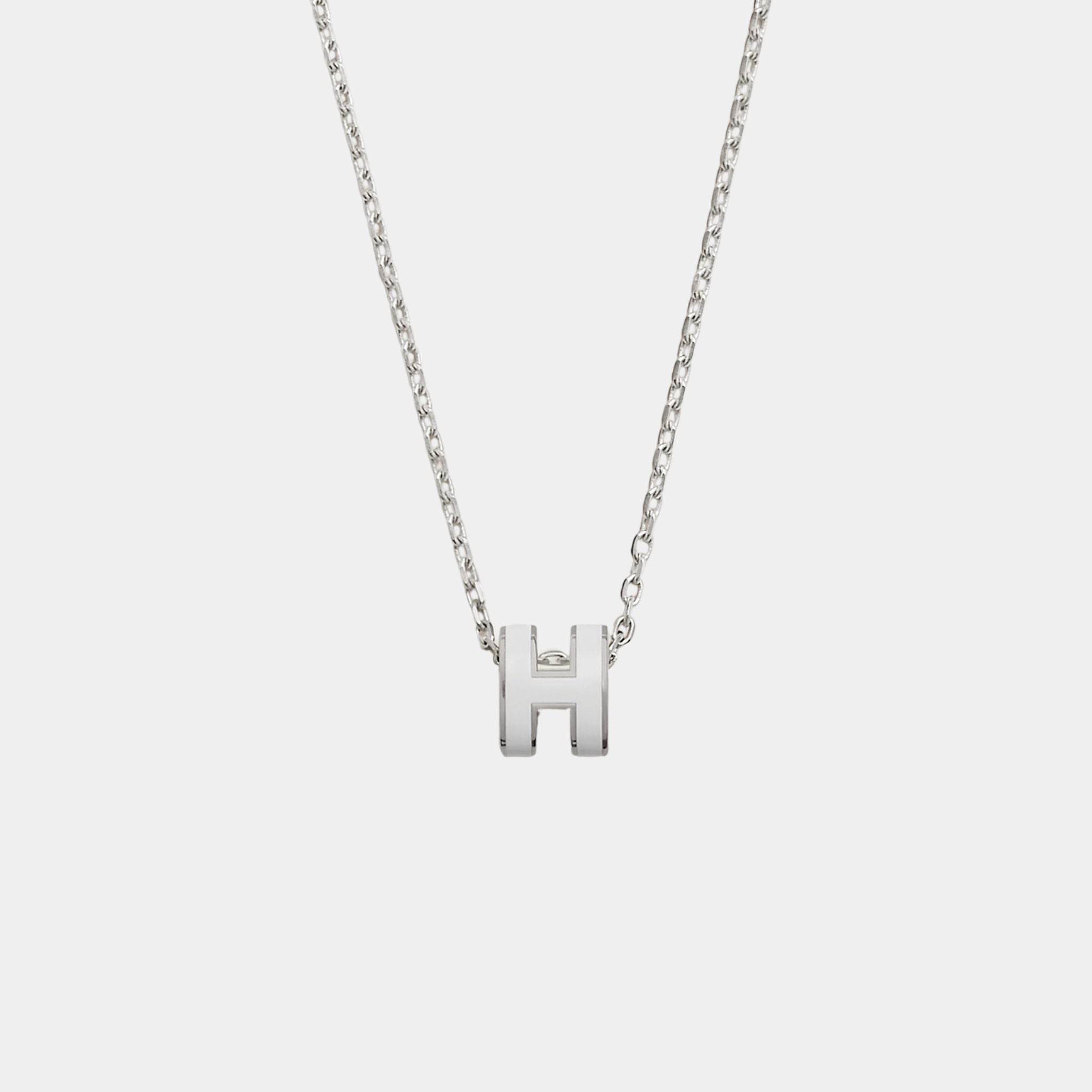 Mini Pop H Pendant Palladium Plated, Blanc
