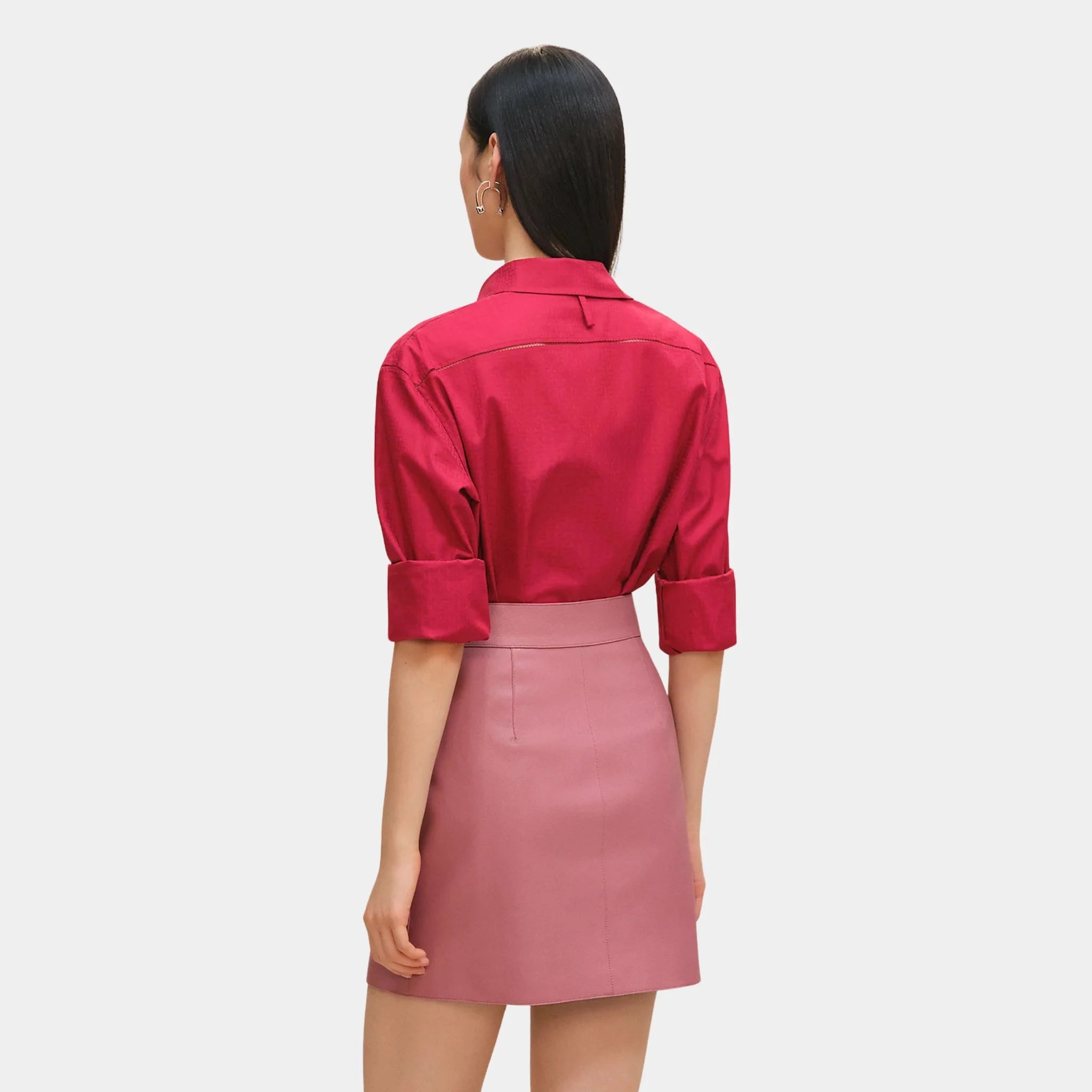 Hermes Miniskirt in Grained Goatskin, Rose Finch, Back