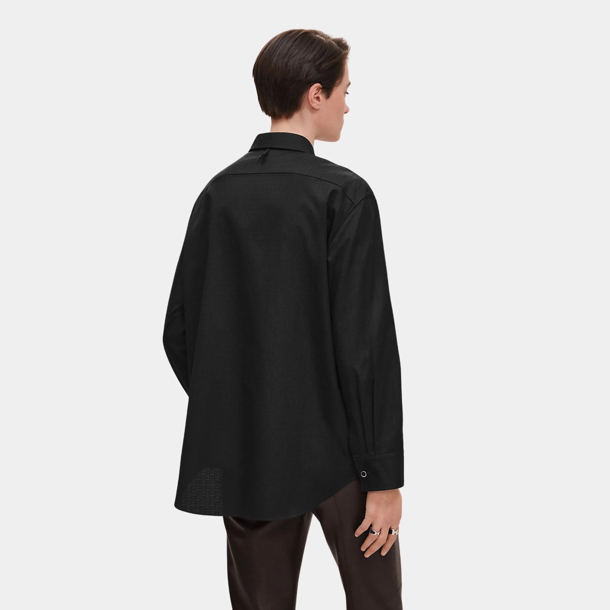 Hermes Mosaique Shirt in Gauze, Noir, Back