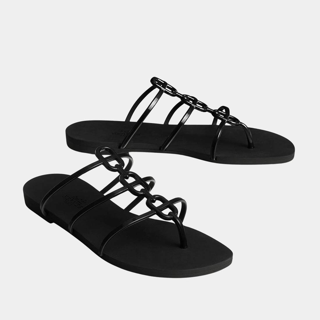 Hermes Mykonos Sandal in Waterproof TPU, Black, Front
