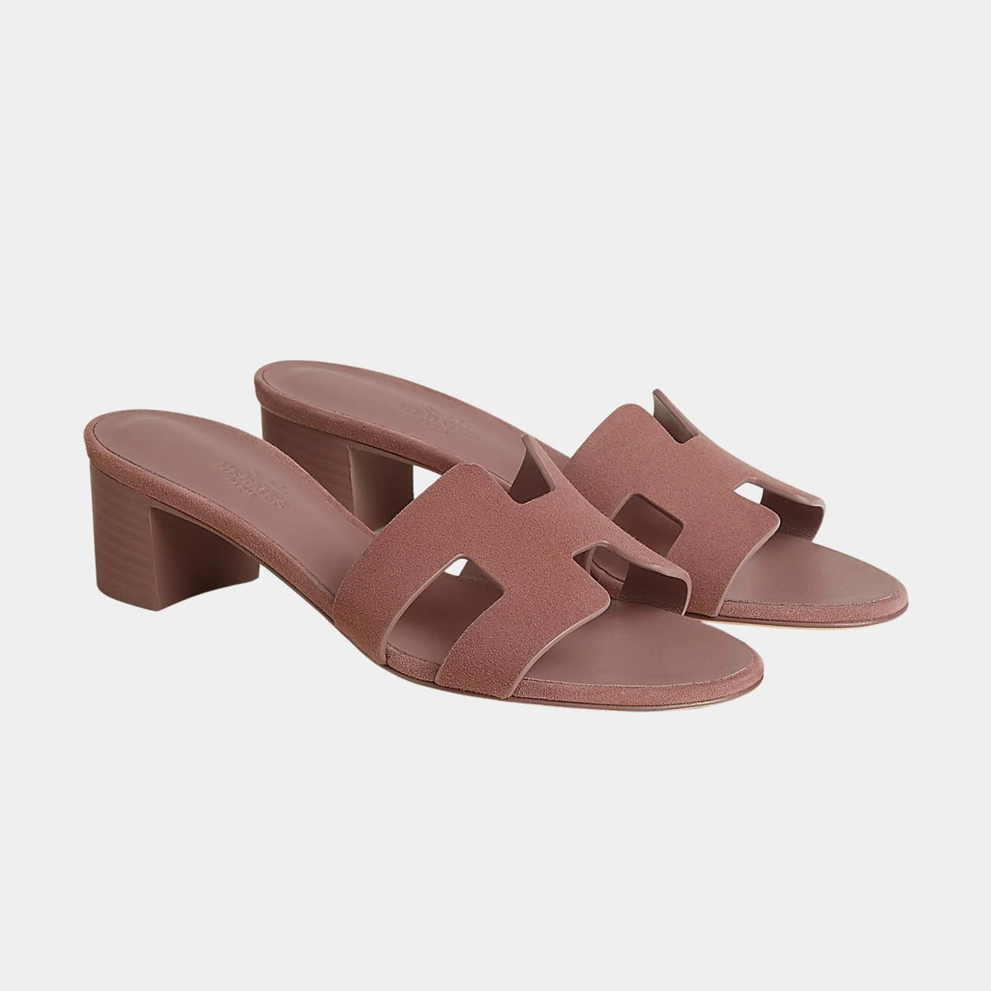 Hermes Oasis Sandals Suede Goatskin, Antique Rose, Front