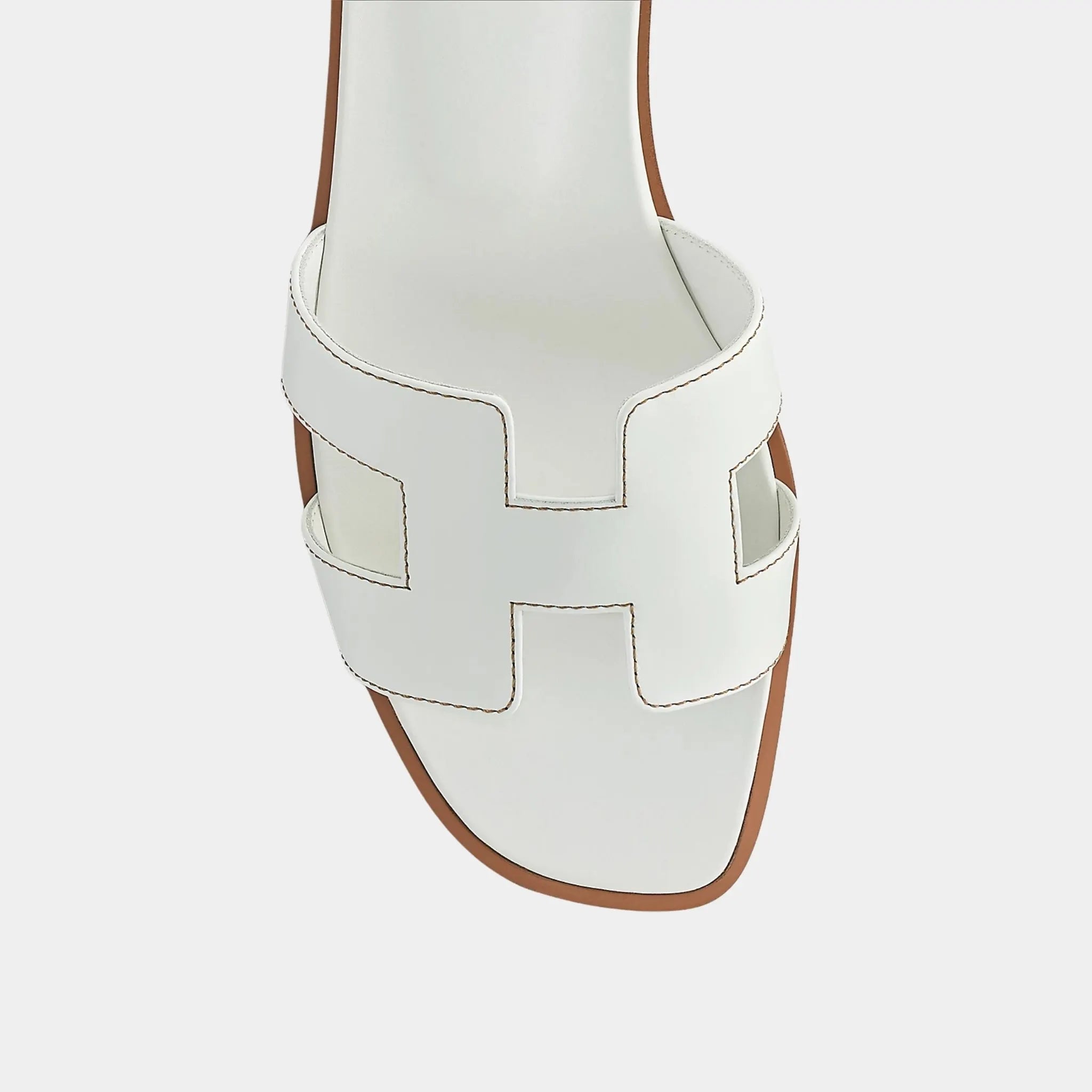 Hermes Oran Sandal Box Calfskin, Blanc, Top