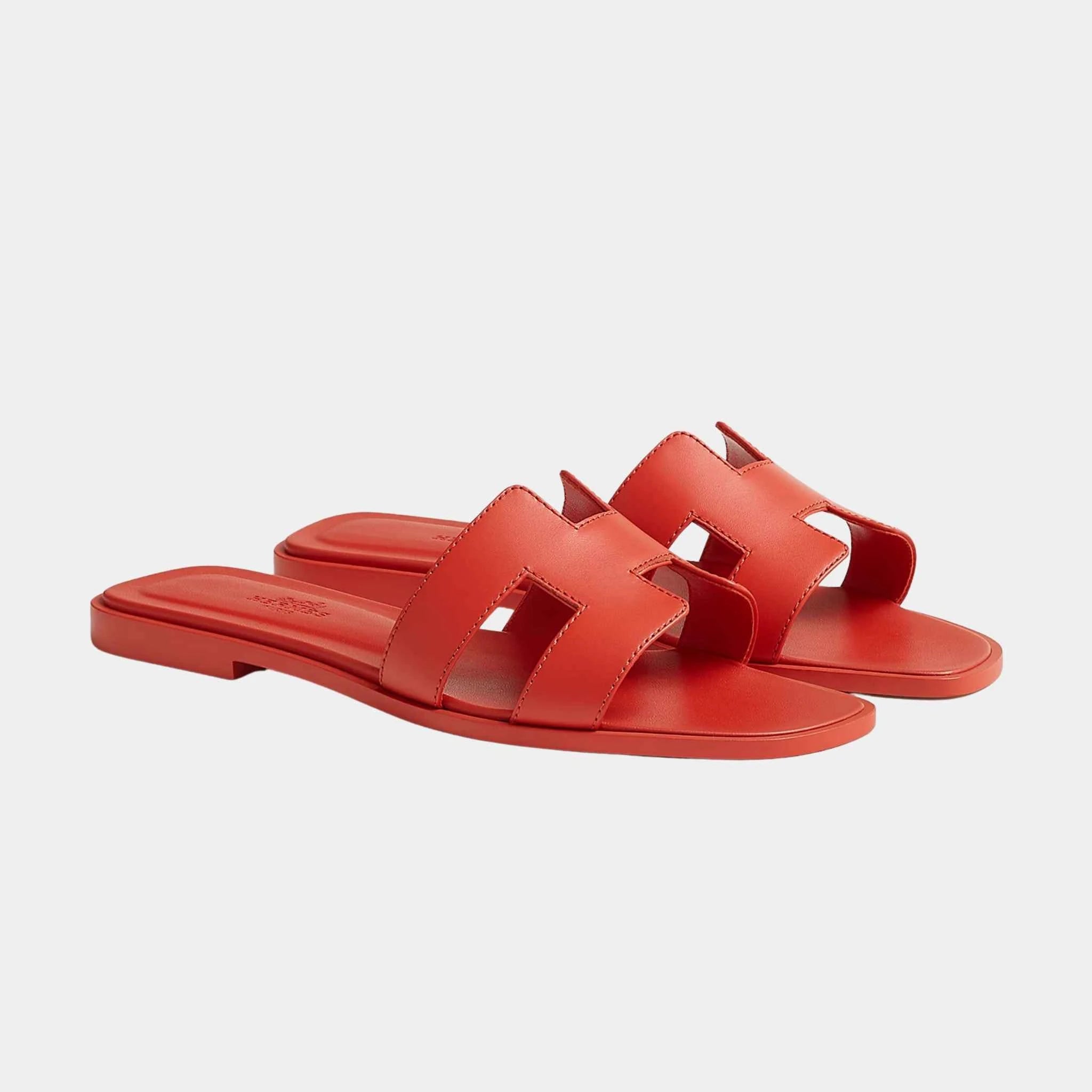 Hermes Oran Sanda Calfskin, Orange Capucine, Front
