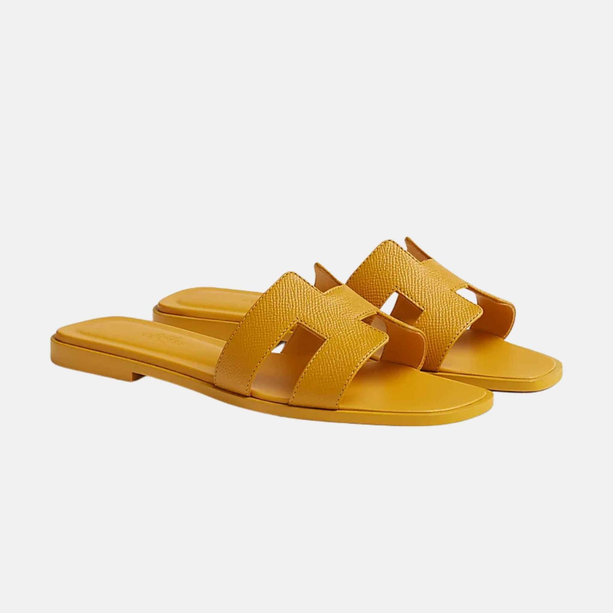 Hermes Oran Sandal Epsom Calfskin, Jaune Topaze, Front