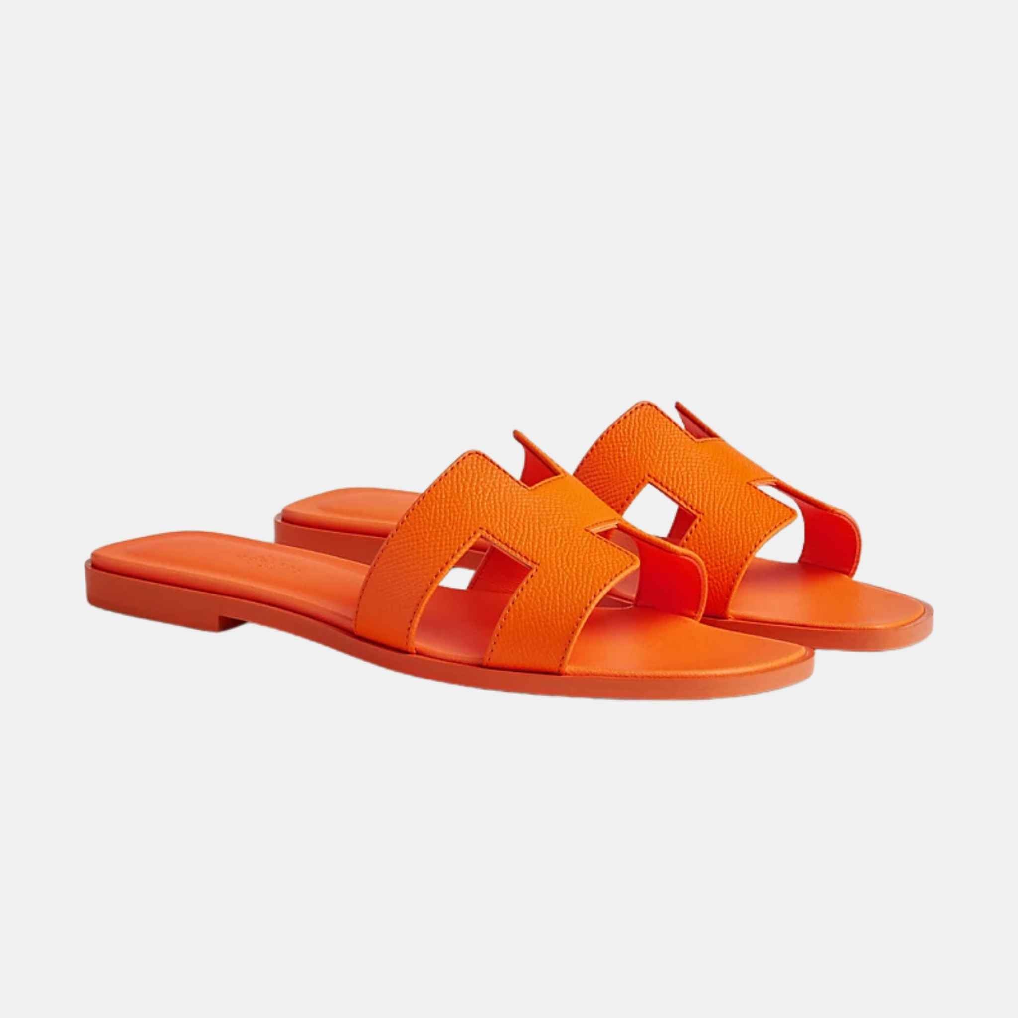 Hermes Oran Sandal Epsom Calfskin, Orange Sunset, Front