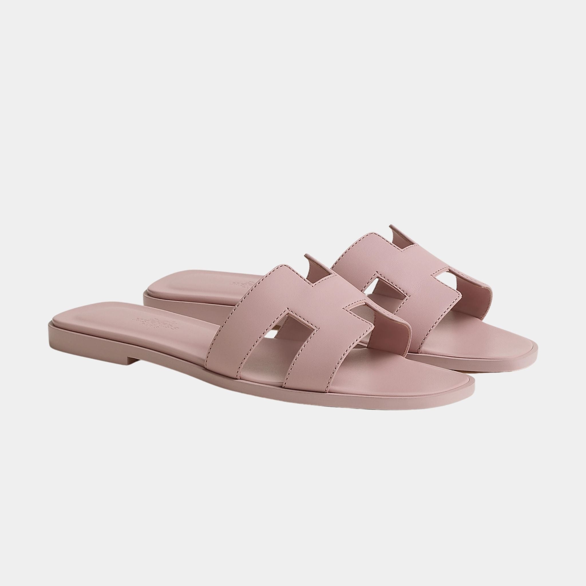 Hermes Oran Sandal In Calfskin, Rose Cancan, Front