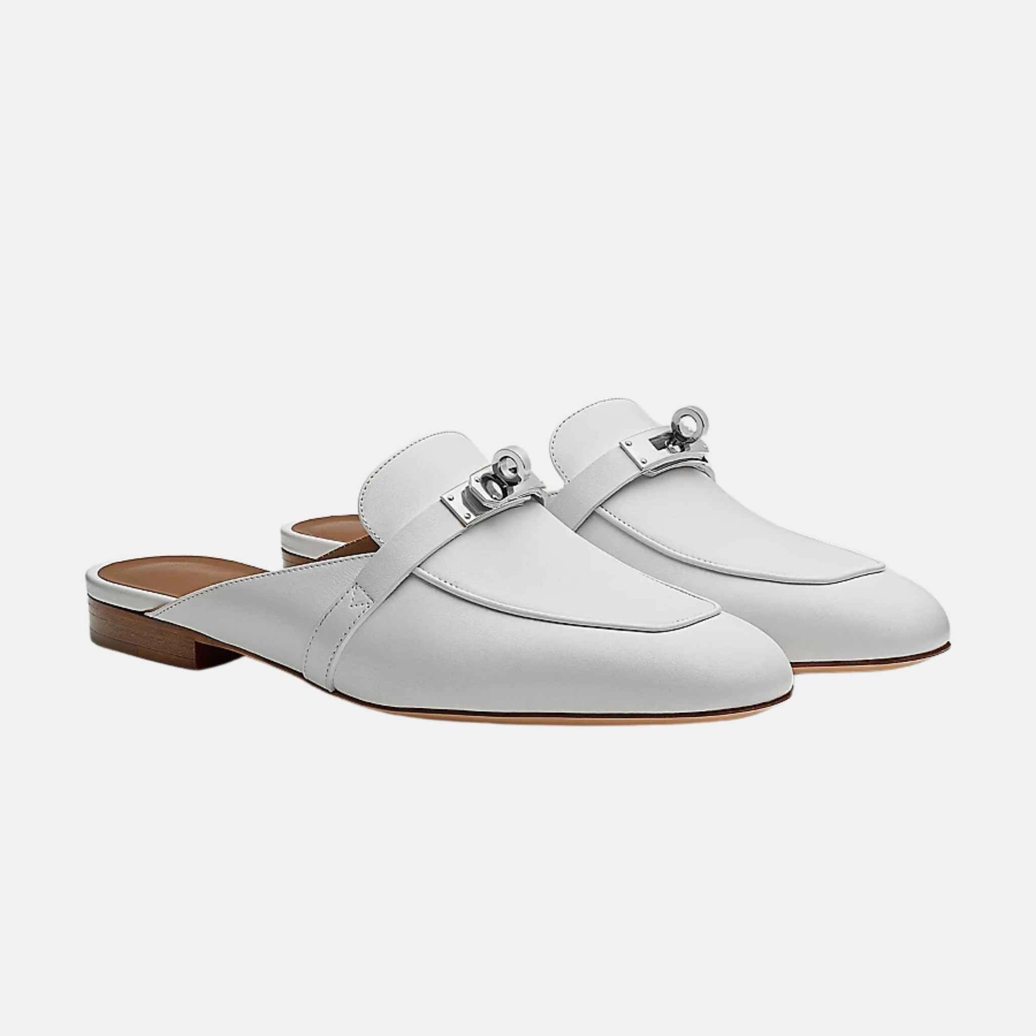 Hermes Oz mule Calfskin PHW, Blanc, Front