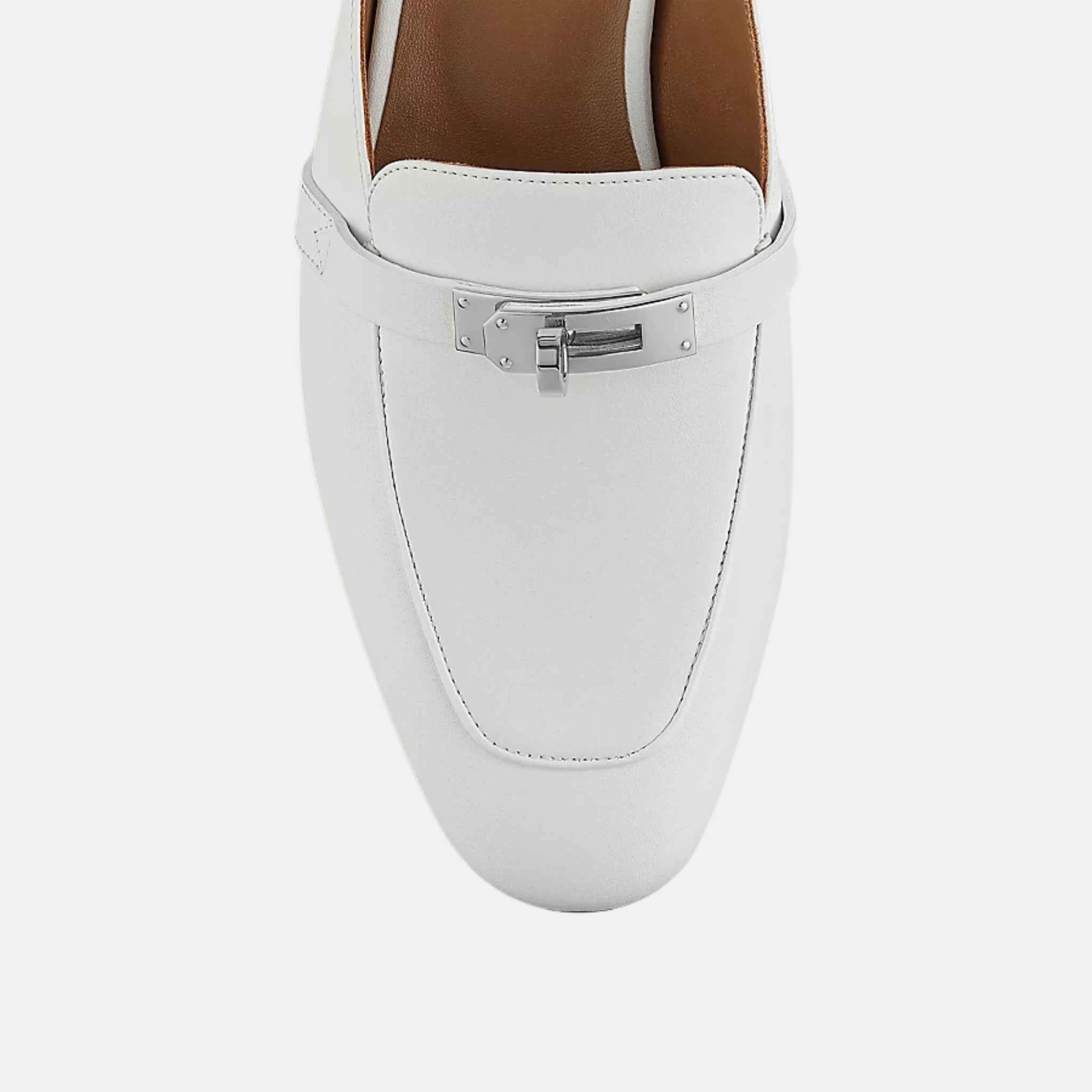 Hermes Oz mule Calfskin PHW, Blanc, Top