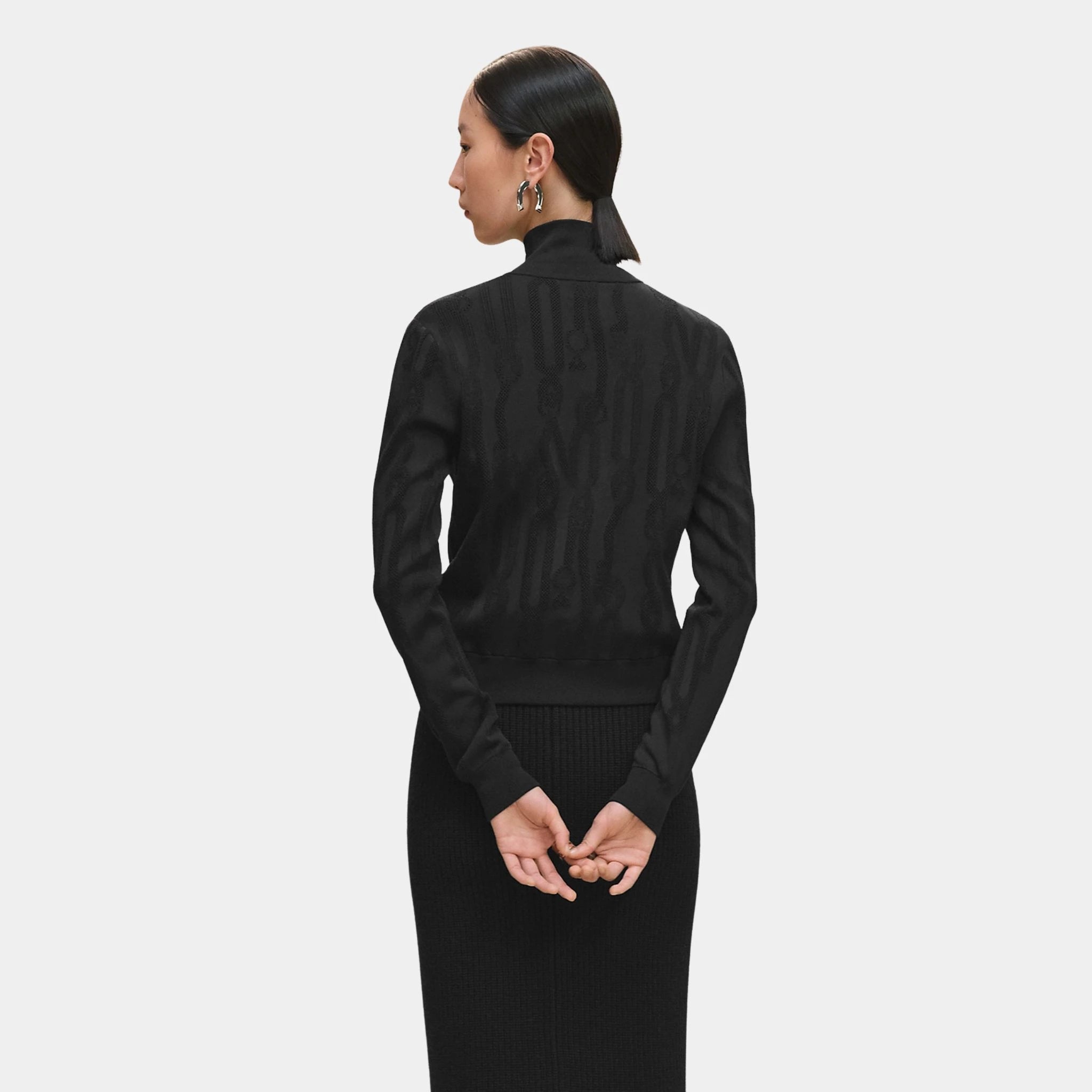 Hermes Palefroi Remix Long-sleeve Cardigan, Noir, Back