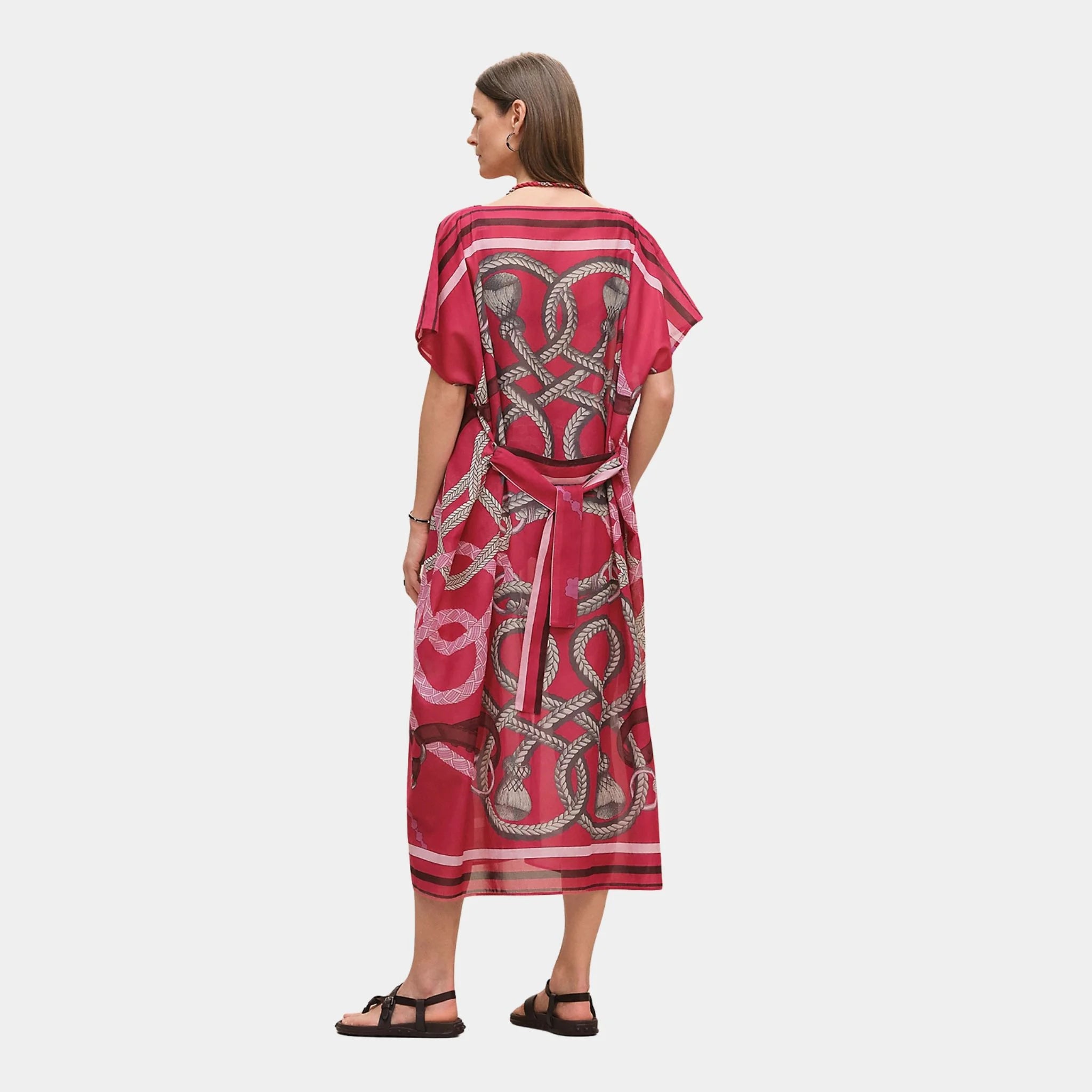 Hermes Palefroi Remix Maxi Beach Caftan, Rose Framboise, Back