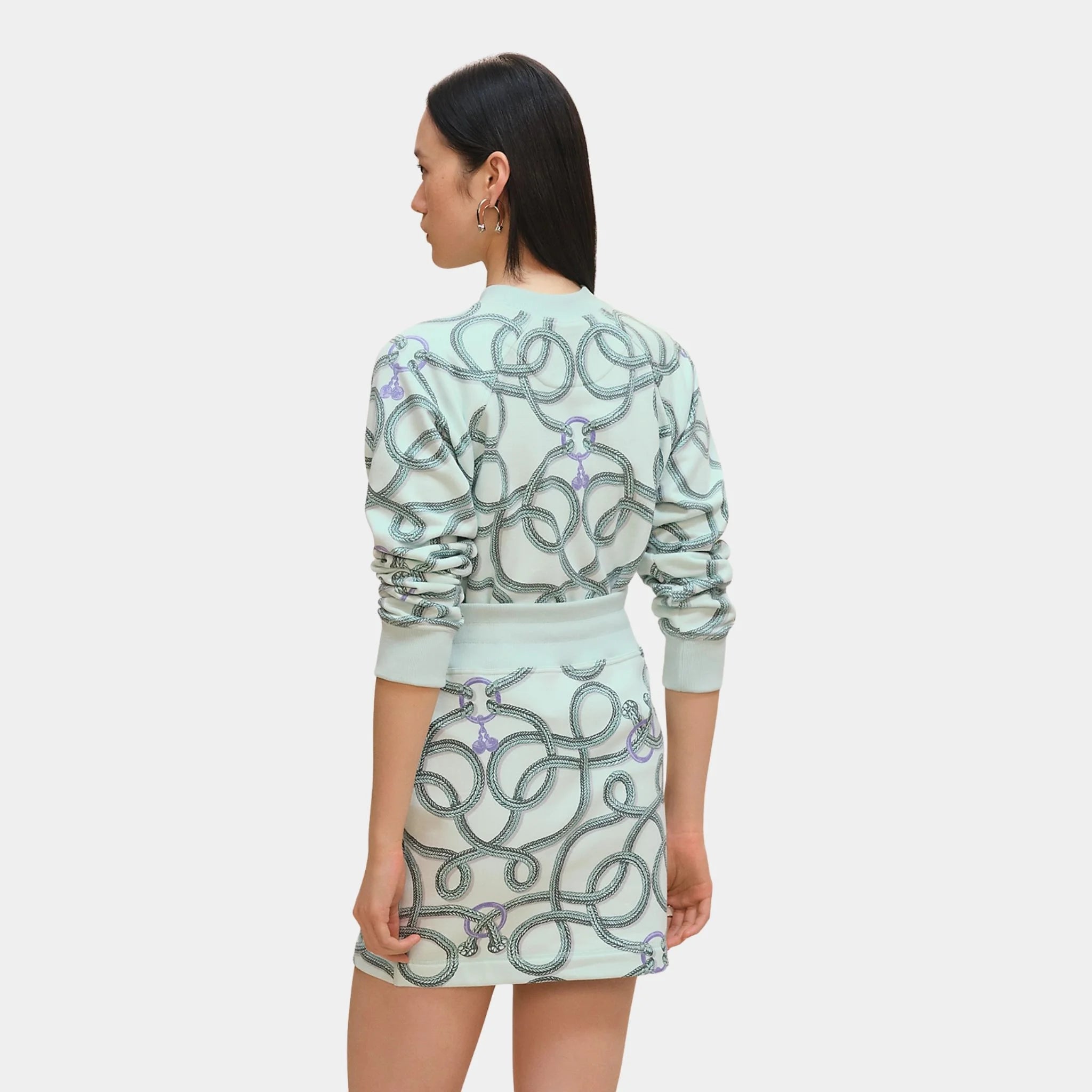 Hermes Palefroi Remix Printed Mini Skirt, Vert Embrun, Back