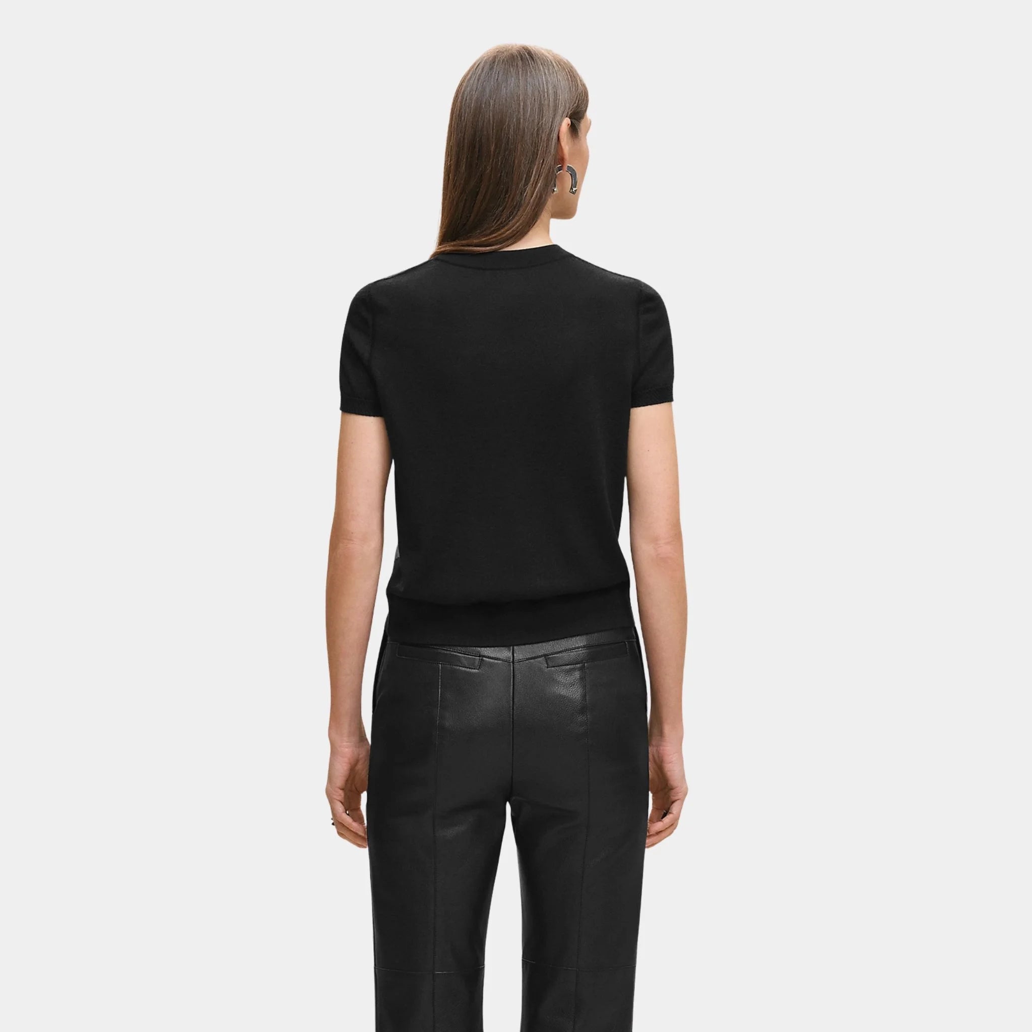 Hermes Palefroi Remix Short-sleeve Twillaine Sweater, Gris Charbon, Back