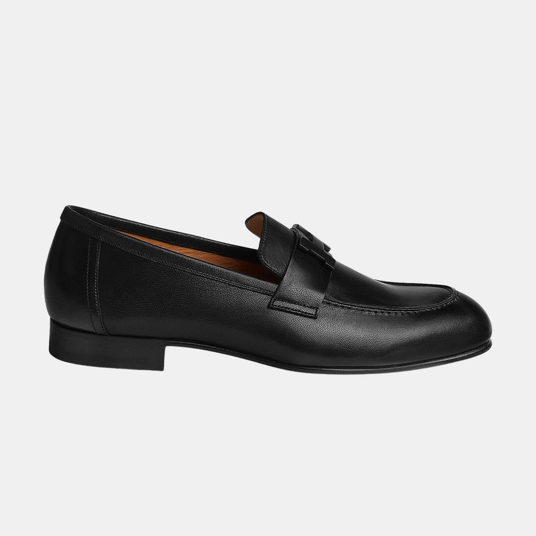 Hermes Paris Loafer in Goatskin Men, Noir, Side